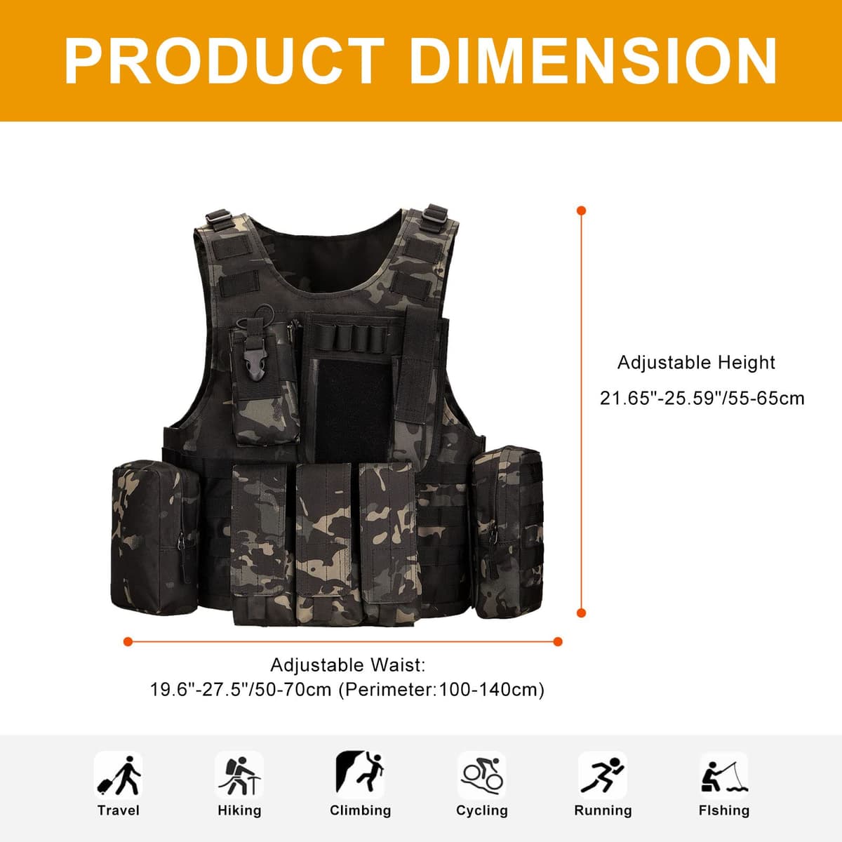 HUNTVP Chaleco Táctico Militar al Aire Libre Ajustable para Caza Airsoft Paintball CS Excursión Senderismo — view 2