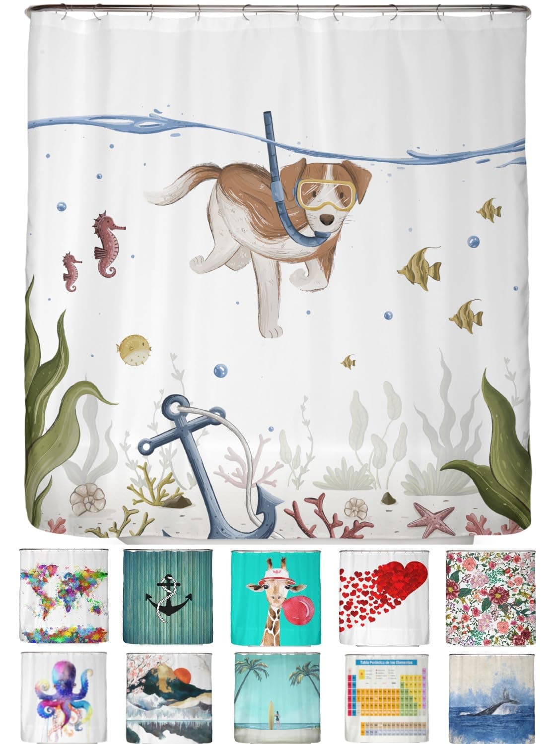 arteneur® - Cortina de Ducha 180x200 - Cortina de Baño Antimoho de Tela, Impermeable, Lavable y Opaco con Dobladillo Ponderado y Anillas (Tabla Periódica Española) — view 34