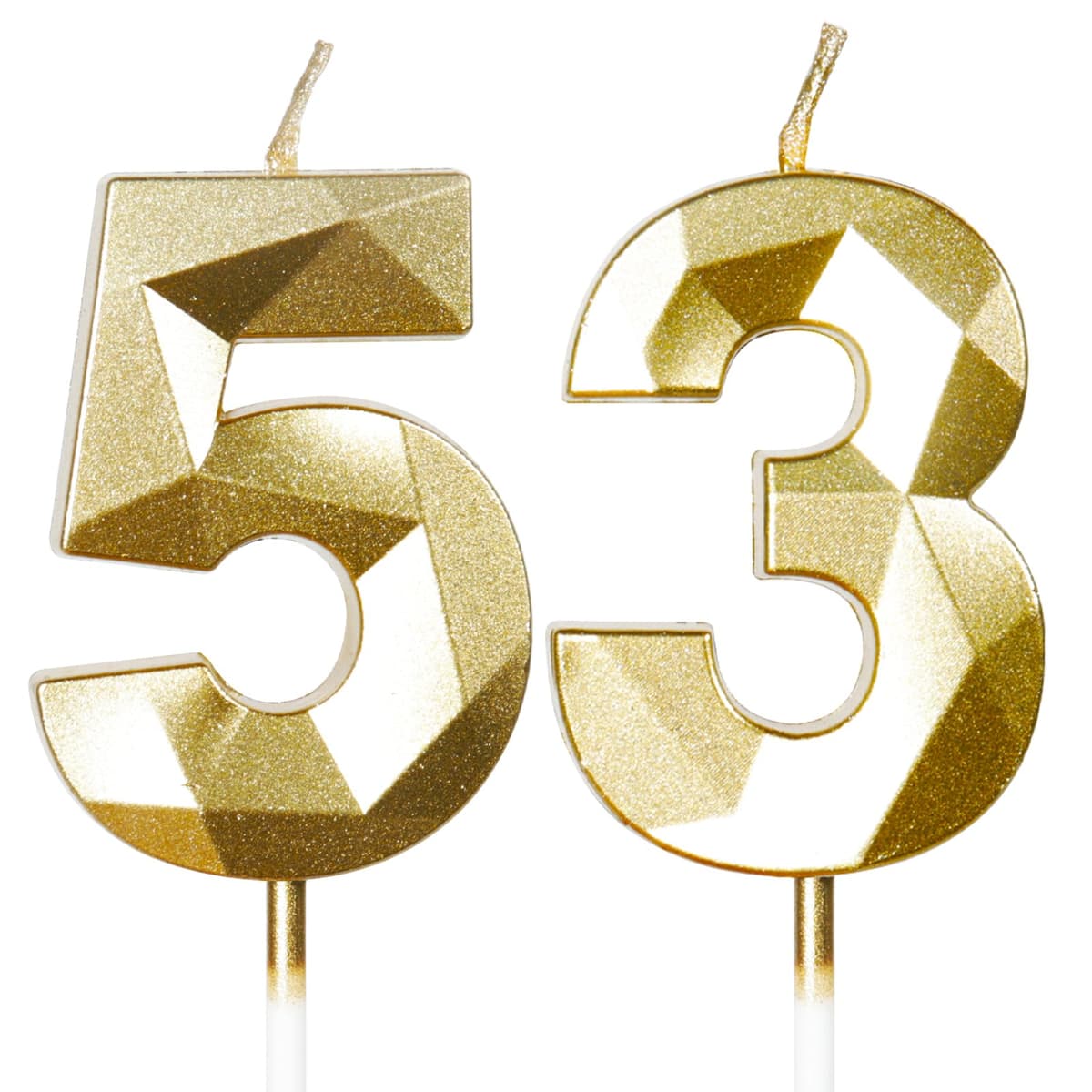 Yiran 50th Birthday Candles, Gold Number 50 Happy Birthday Candles, Cake Topper Decorations for Birthday Party, Wedding Anniversary Celebration Supply — view 176