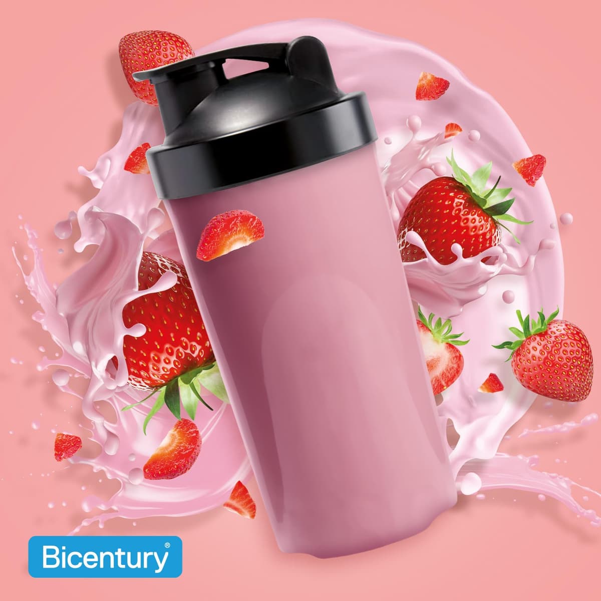 Bicentury Batido Completo Sustitutivo de Comida Sabor Fresa, Rico en Proteínas, Bajo en Grasas, Un batido equivale a una comida completa, 436 g, 16 raciones — view 3