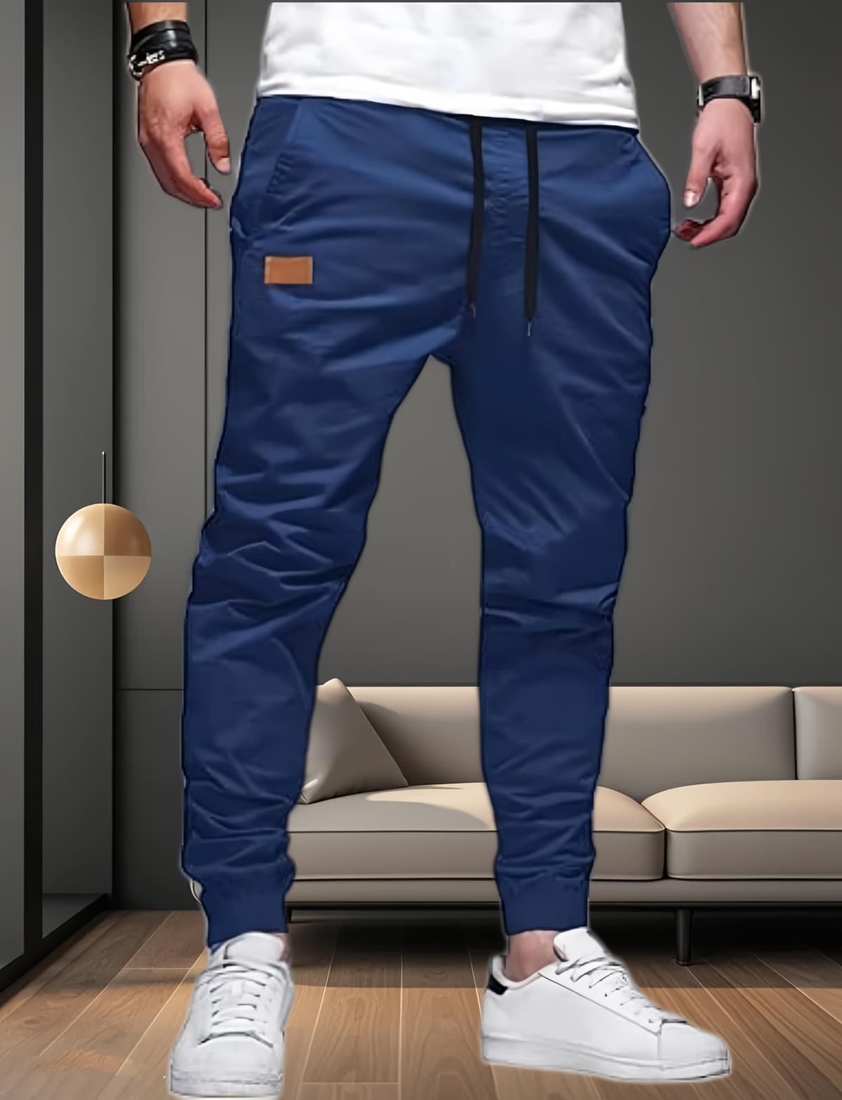 Mens Casual Joggers Pants Cargo Chino Pants Cotton Drawstring Hiking Outdoor Twill Jogger Pants — view 3