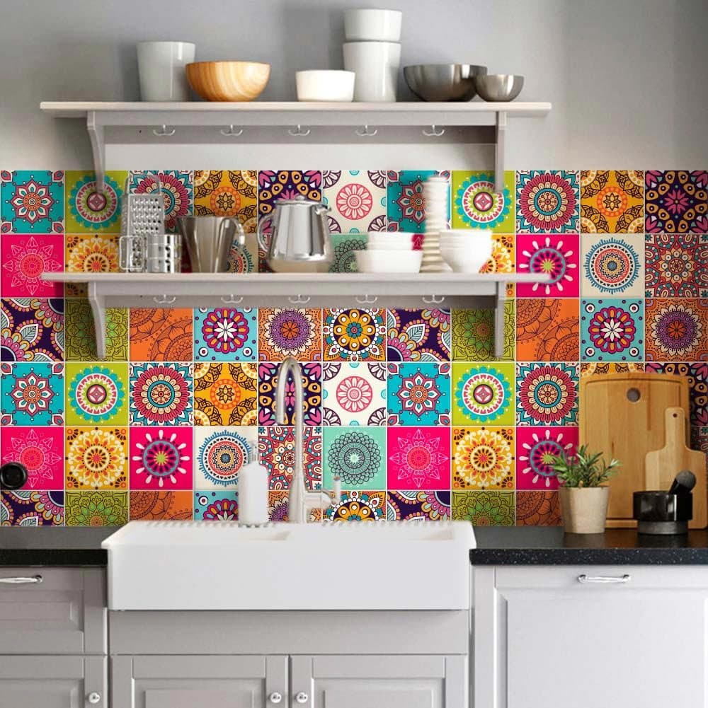 RE-COVERTILES - Pegatinas Azulejos Cocina y Baño Stickers de PVC Impermeables Antiarañazos Decoración de Pared Baldosas Peel and Stick - Modelo 24 Pzas 10x10 cm PS00179 Made in Italy — view 18