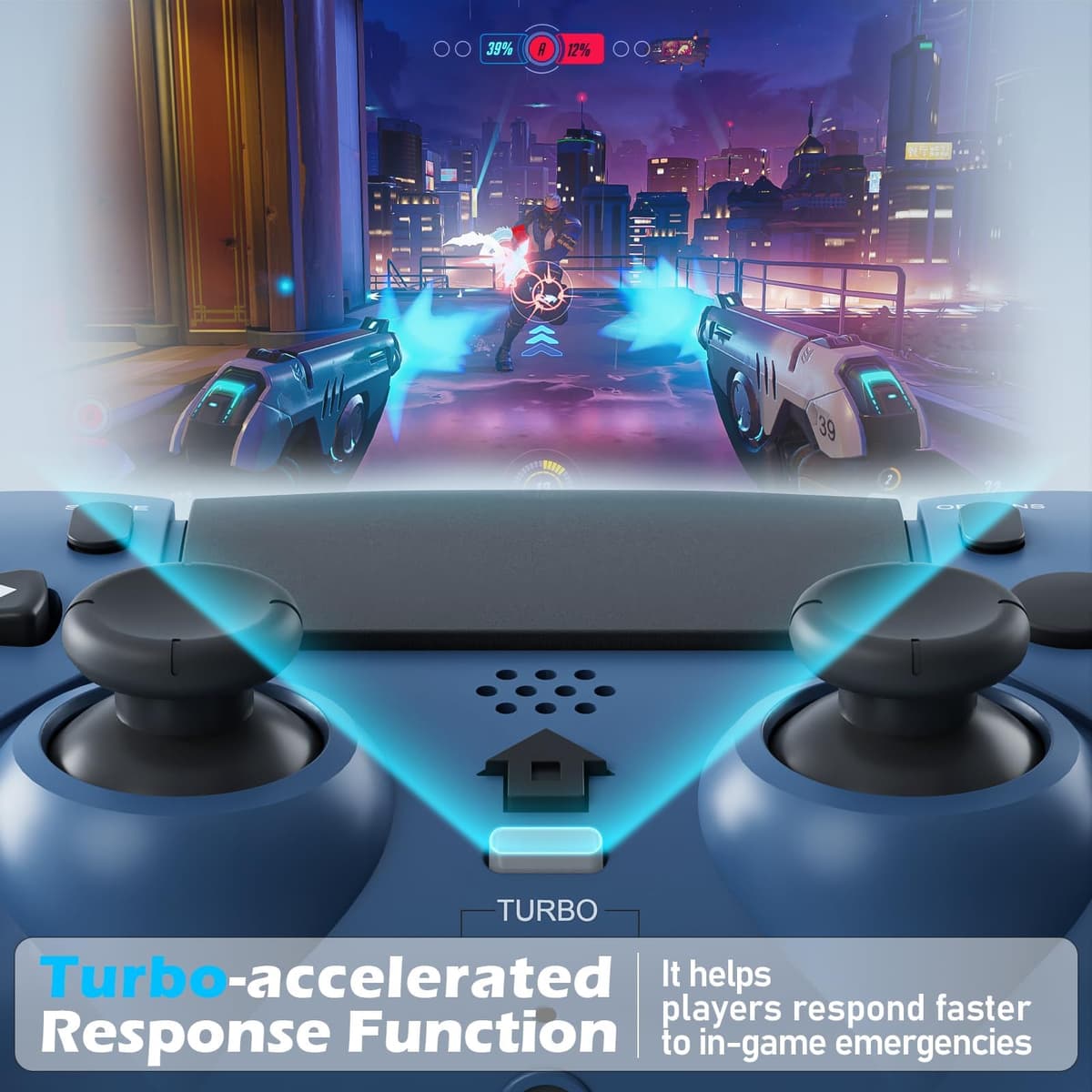 CHEREEKI Mando Inalámbrico para PS4, Pro y Slim con Doble Vibración, Giroscópico, Turbo, Touchpad y Conector de Audio — view 5