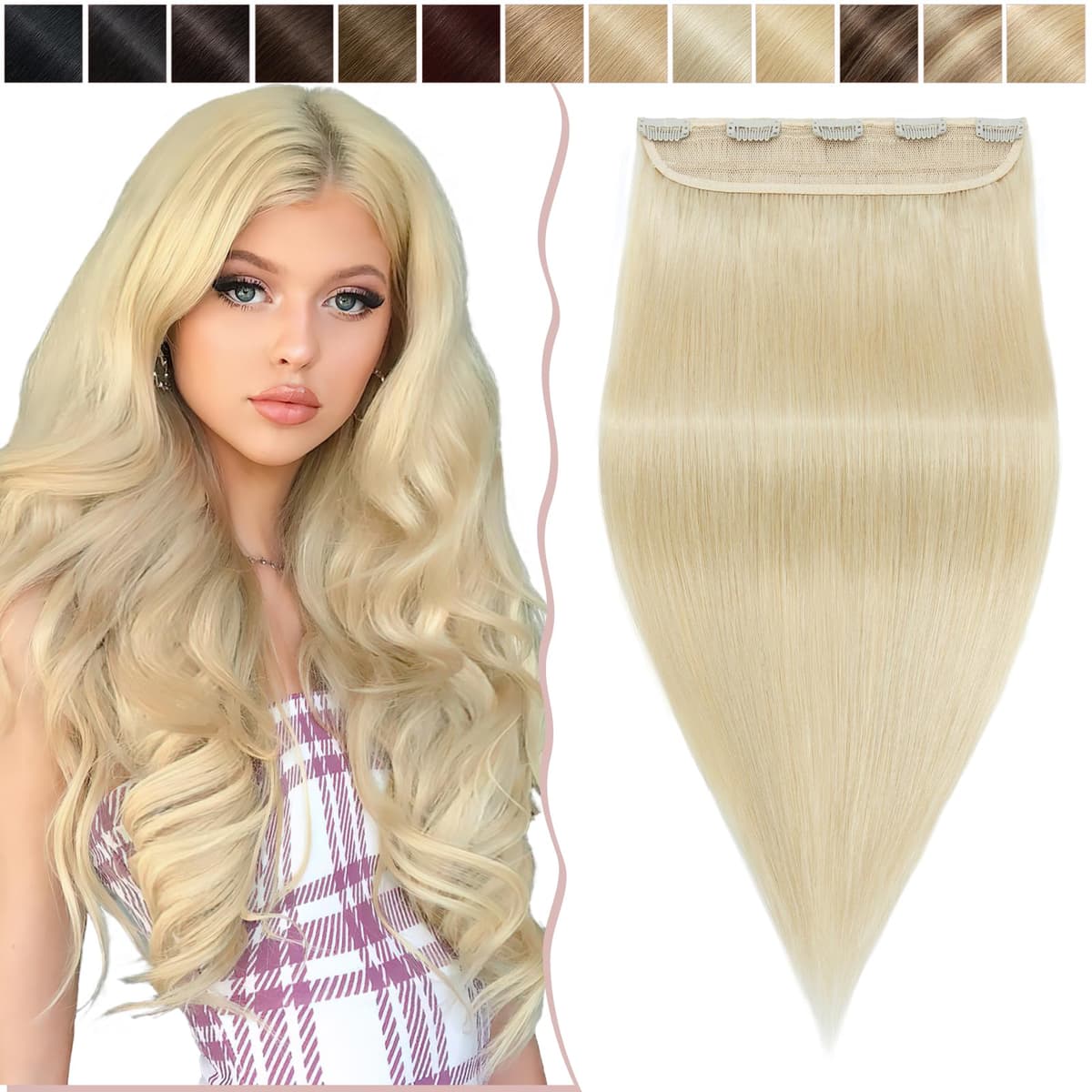 12 inch Clip in Hair Extension Human Hair One Piece 100% Real Remy [#2 Dark Brown] 3/4 Full Head Straight Hair Pieces for Women Invisible Short (40g) — view 30