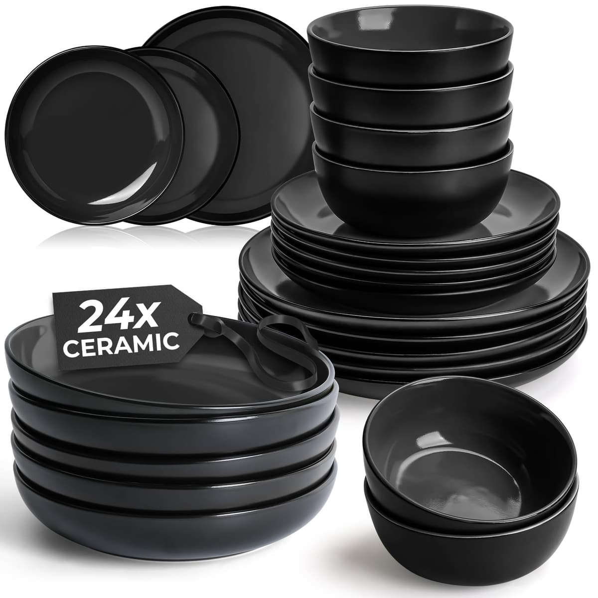 MIAMIO - 6 x 350 ml Juego de Taza de Café/Copa de desayuno - Le Papillon Colección (Negro) — view 41