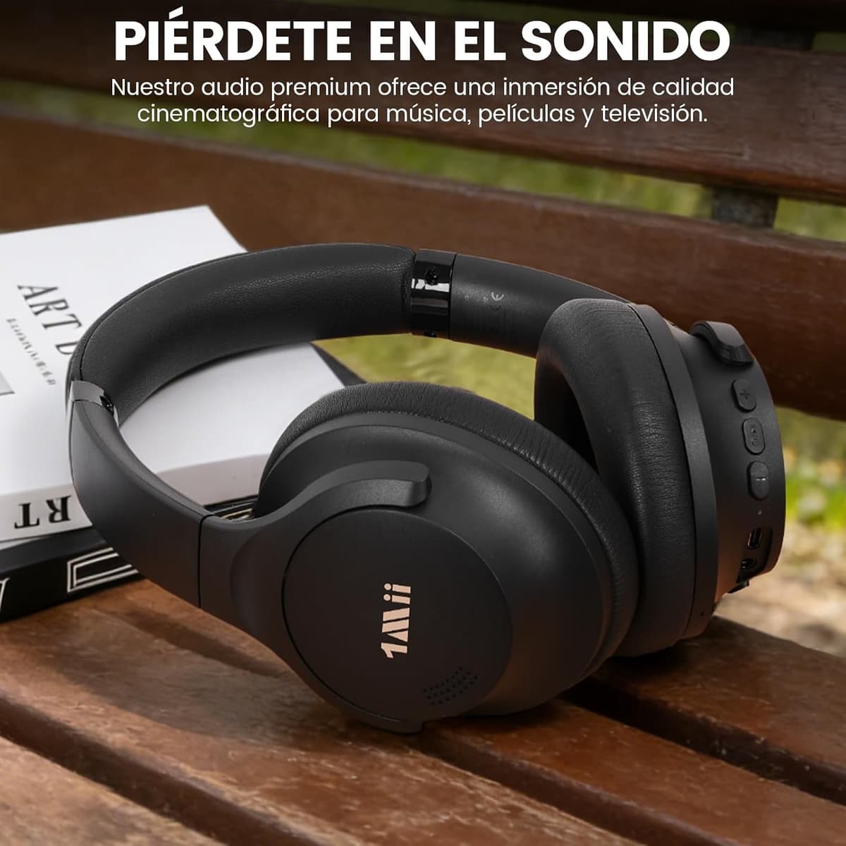 1Mii AI Y8+ Auriculares Inalámbricos Bluetooth 6.0 Cancelación de Ruido Activa Híbrida Cascos, LDAC Hi-Res Audio, 100H de Reproducción, Traducción IA, Chat de Voz, EQ con App - Negro — view 8
