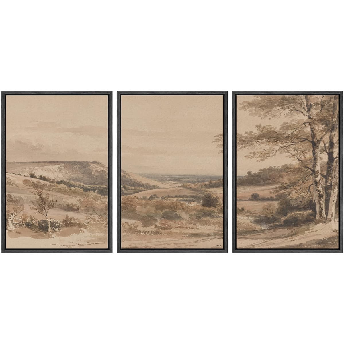 SIGNWIN Framed Canvas Print Wall Art Set Coastal Serenity Abstract Seaside Illustrations Modern Art Decorative Rustic Calm/Zen for Living Room, Bedroom, Office - 24"x36"x3 Natural — view 100
