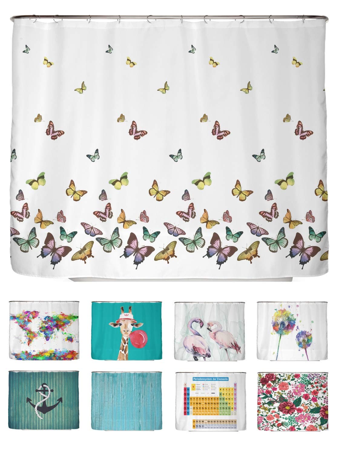 arteneur® - Cortina de Ducha 180x200 - Cortina de Baño Antimoho de Tela, Impermeable, Lavable y Opaco con Dobladillo Ponderado y Anillas (Tabla Periódica Española) — view 157