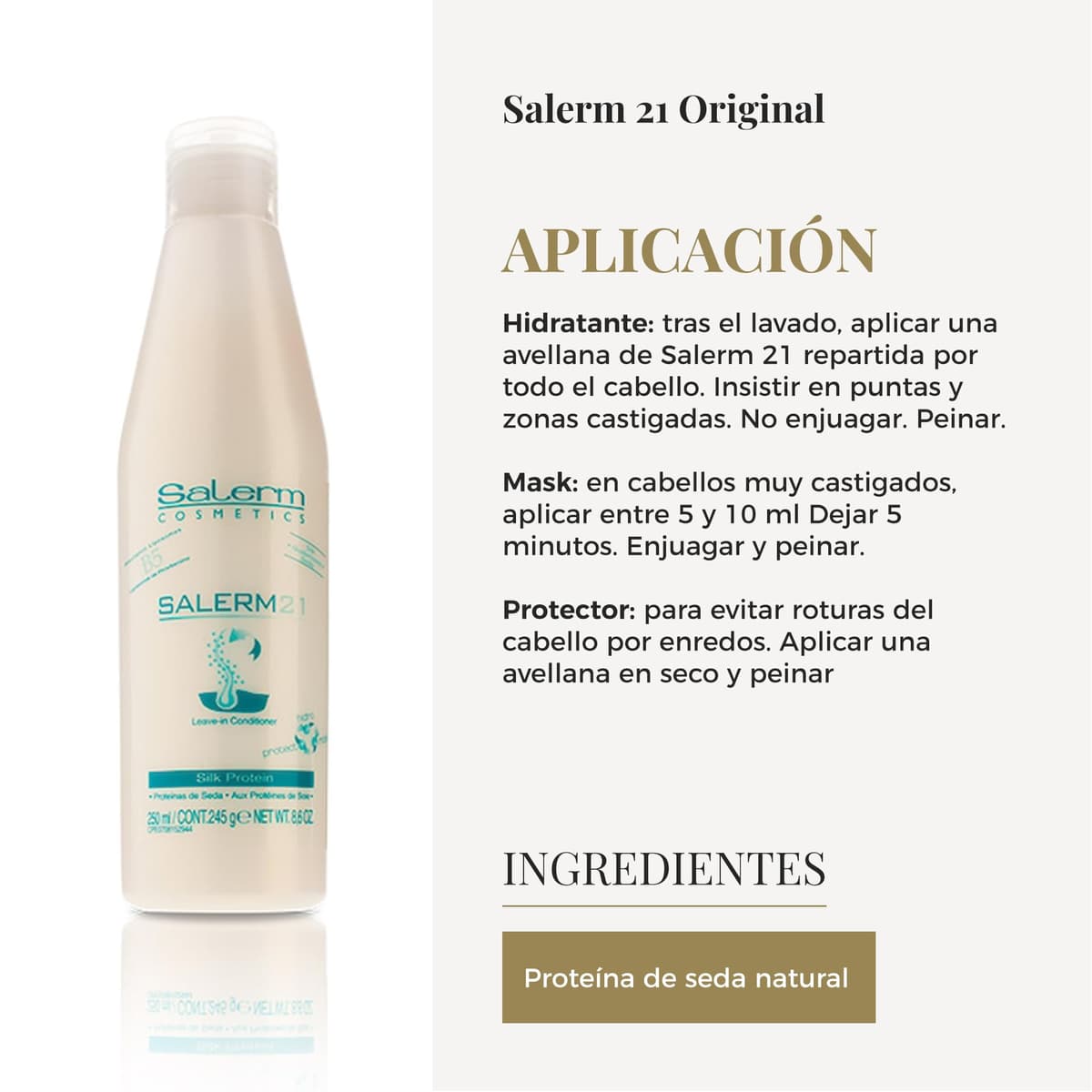 SALERM - Acondicionador de Pelo Instantáneo - Salerm 21 Silk Protein - 250 ml - sin Aclarado o con Aclarado - con Proteínas de Seda - Protector del Calor e Hidratante — view 4