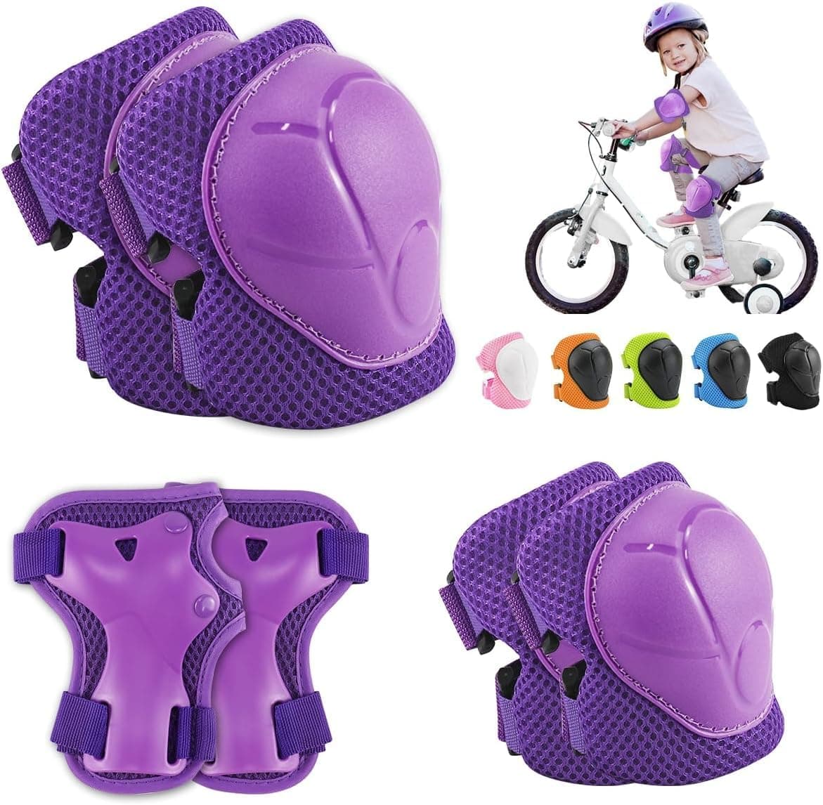 Juego de Protecciones Skate Niño 6 Piezas Conjuntos de Patinaje Set Infantiles Rodilleras con Muñequeras y Coderas Protecciones Niño para Bicicleta Patinaje Ciclismo Monopatín Deportes Extremos