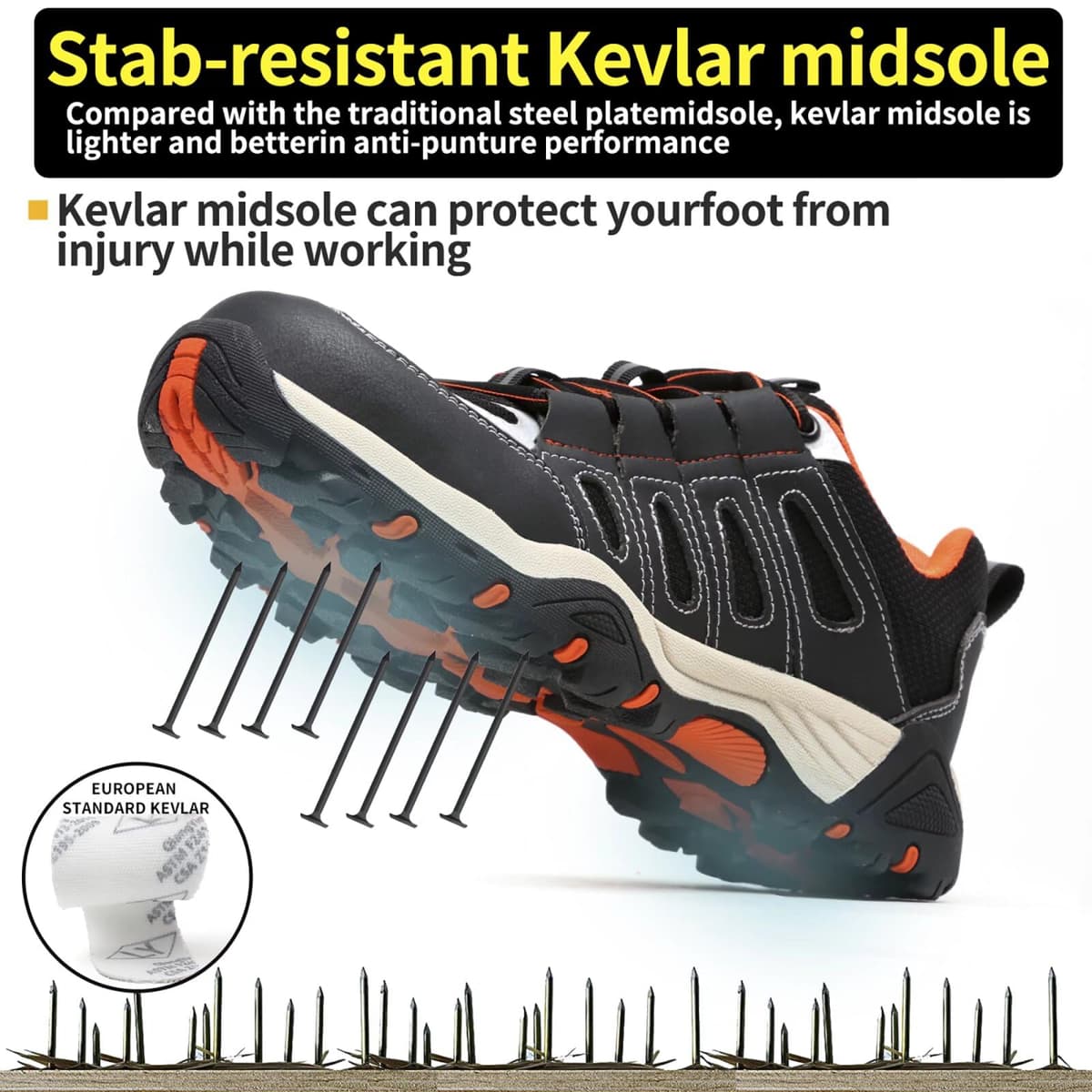 ISOOUS Zapatos de Seguridad Hombre Mujer Calzado de Trabajo Comodo Ligeros con Punta de Acero Transpirable Anti-pinchazos — view 4