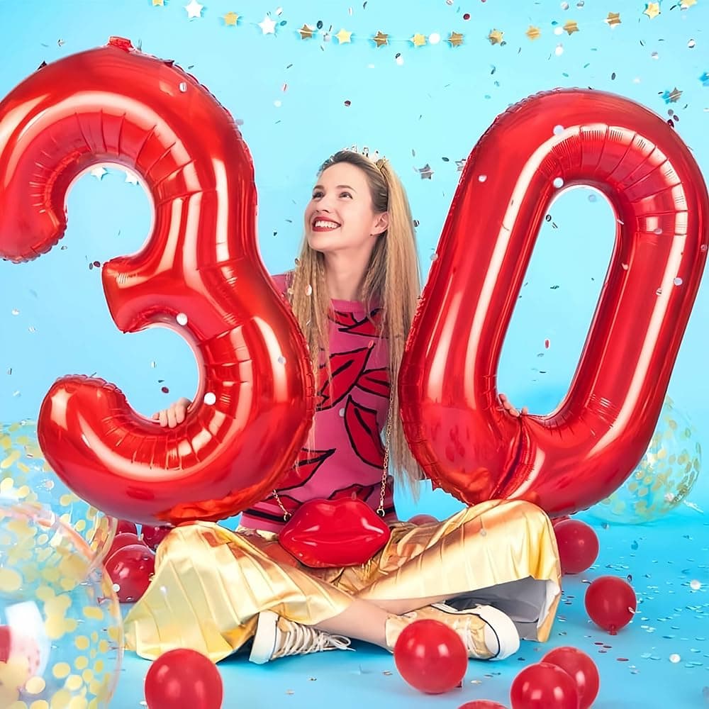 Foil Globo Número 5 Azul 40" (101cm), Inflable Helio o aire, Gigante Numeros 0-9, 10-19, 20-29, 30-100, Grande Globos Decoración para La Boda Aniversario y Cumpleaños Fiestas — view 629