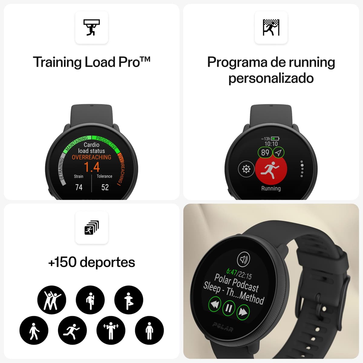 Polar Ignite 2- GPS Fitness Smartwatch - Registro de pulsaciones en muñeca, guía Entrenamientos, Seguimiento del sueño y la recuperación - Controles música, Tiempo, notificaciones — view 4