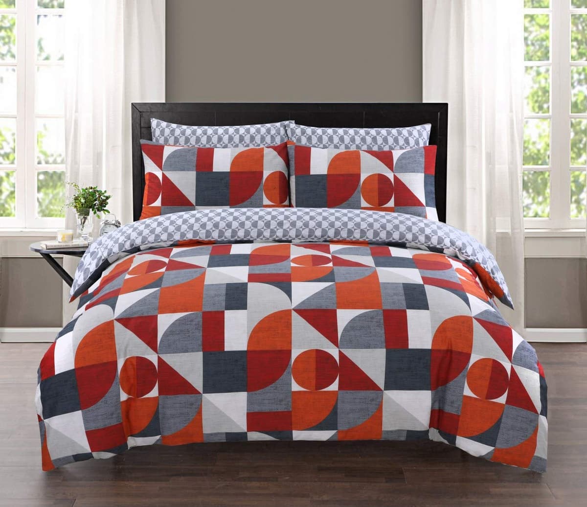 DTEX HOMES Double Duvet Set 100% Pure Cotton Reversible Printed Hotel Quality Duvet Cover Ultra Soft Easy Care double bedding Set Super Soft and Luxury Duvet Cover Sets (Balia Silver) — view 22