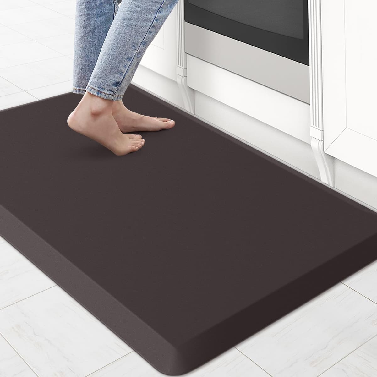 KitchenClouds Kitchen Mat Cushioned Anti Fatigue Rug 17.3"x28" Water Resistant Non Slip Standing Desk Mat Comfort Floor Mats for Kitchen House Sink Office (Khaki) — view 47