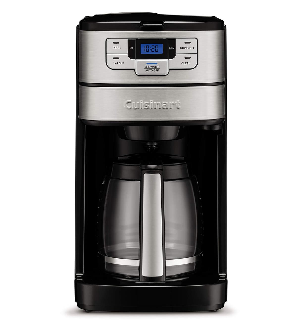 Cuisinart Automatic Grind & Brew 12-Cup Coffee Maker with Blade Grinder, Programmable Coffee Machine Glass Carafe with 1-4 Cup Setting, Brew Pause, Grind-Off Option, DGB-400NAS, Black/Stainless Steel — view 4