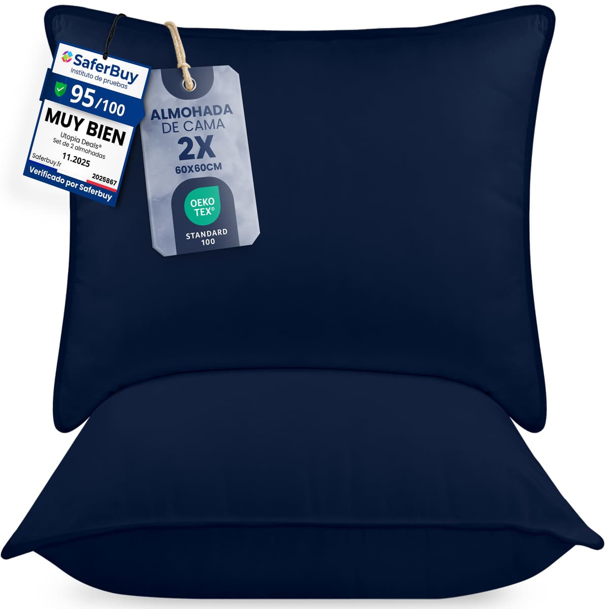 Utopia Bedding Almohadas (2 Unidades), 50 x 70 cm Almohadas de Primera, Fibra Hueca Virgen Siliconada, Almohadas Suave de Fácil Cuidado (Blanco) — view 21