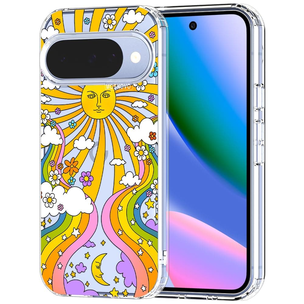 MOSNOVO Case for Google Pixel 9 & Pixel 9 Pro, [Buffertech 6.6ft Military-Grade Drop Protection] [Anti Peel Off Tech] Clear TPU Bumper Phone Case Cover Design - Eucalyptus — view 59