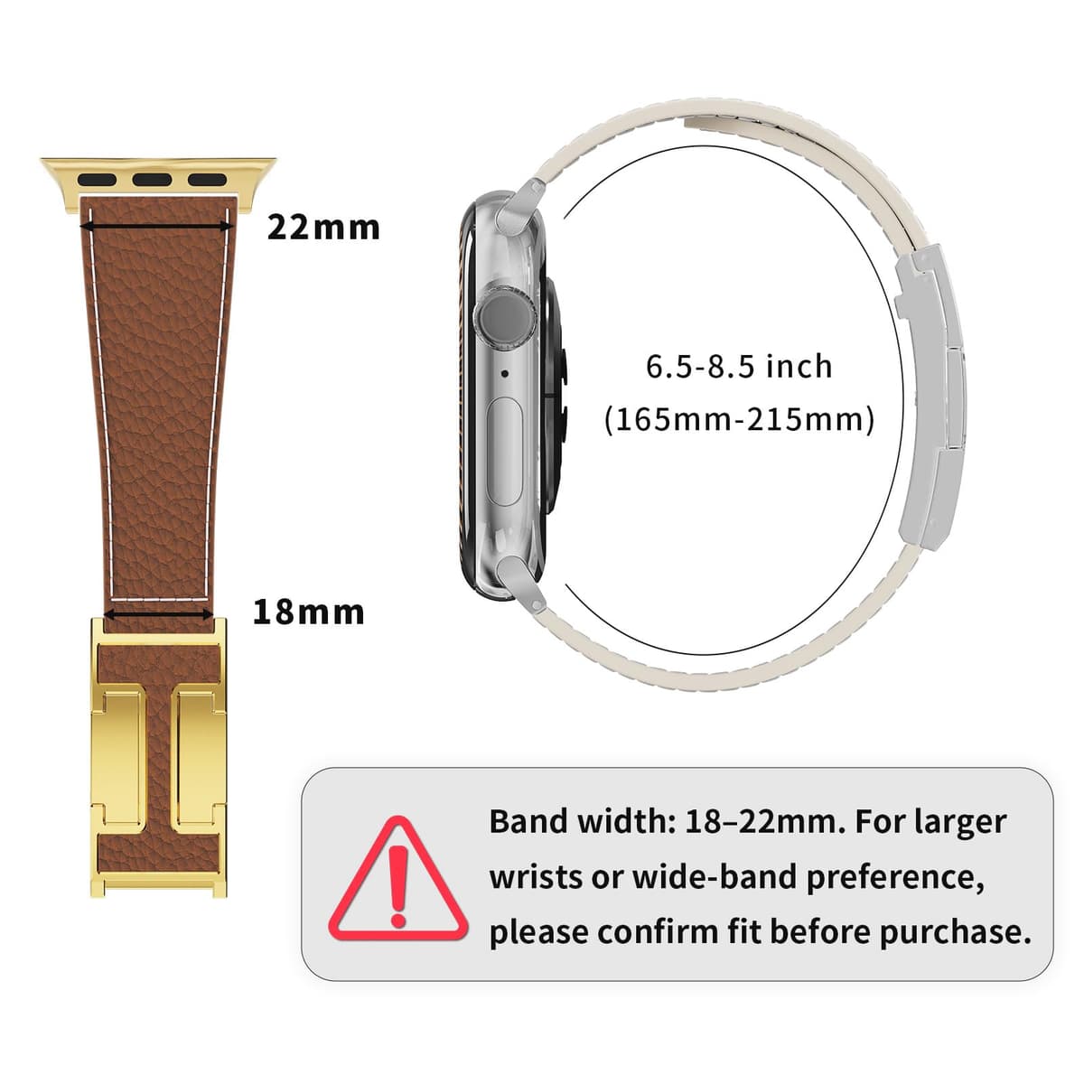 Leather Watch Band with Magnetic Buckle,Dressy Apple Watch Ultra Leather Band Rugged Durable Replacement Strap for Men & Women — view 5
