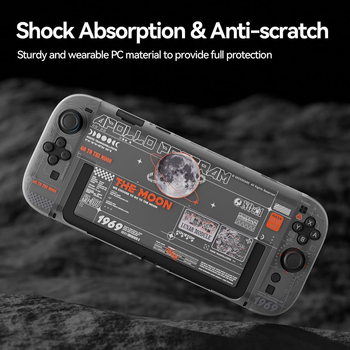 GeekShare Hard Case Compatible with Switch 2 (2025), Anti-Scratch Transparent Protective Cover Compatible with Switch 2 with Detachable JC handle, The Moon — view 2