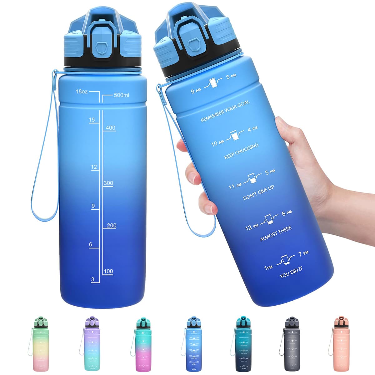 ZOUNICH Botella Agua Deporte, Botella Agua Niños sin BPA Reutilizable Plástico Tritan - 500 ml / 700 ml / 1 l, Cantimploras para Te con Filtro, para Infantil, Gimnasio, Bicicleta — view 45