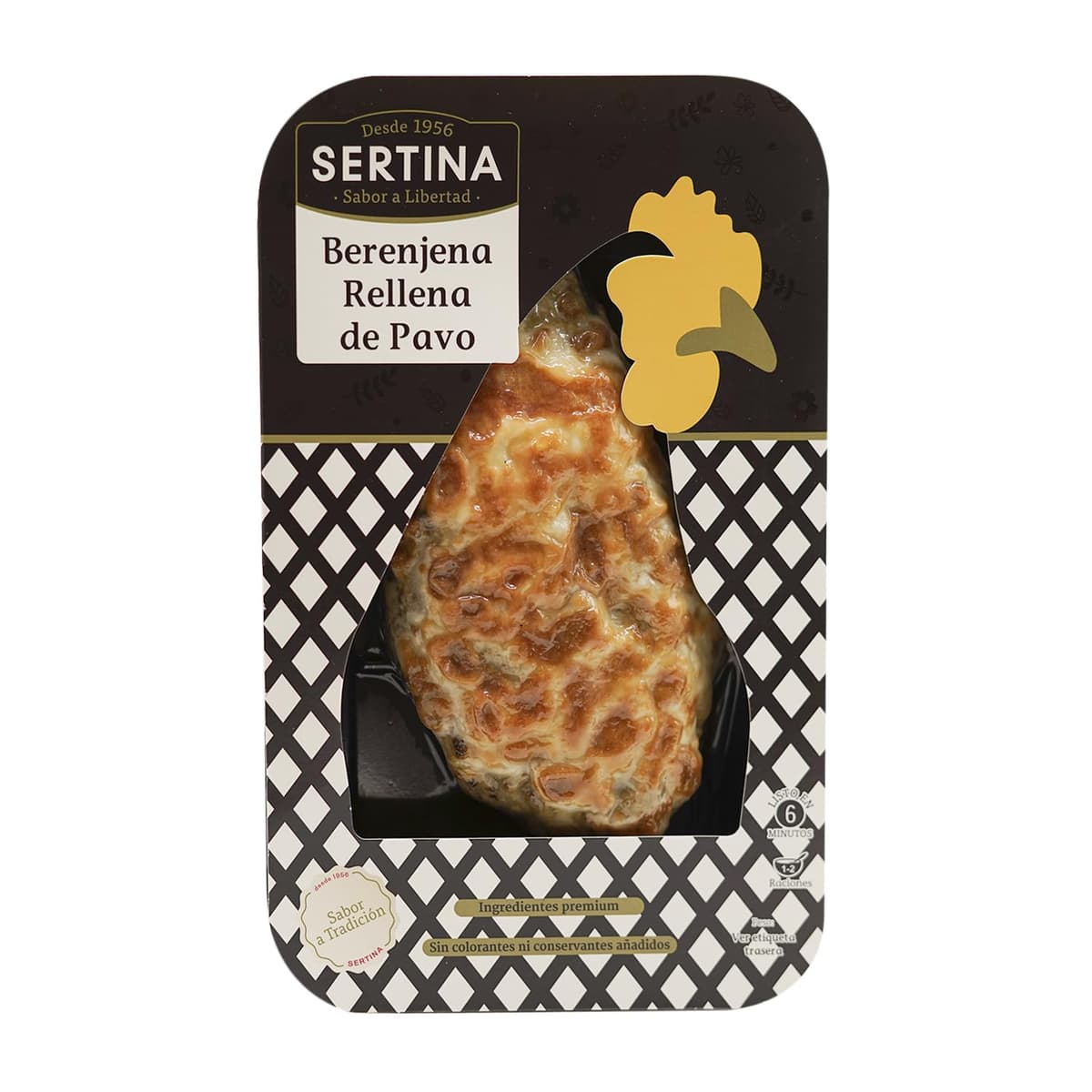 Sertina Berenjenas Rellenas con Carne de Pavo, Pack de 6 x 350g - Comida Gourmet Lista para Comer, Berenjenas, Pavo Picado, Mozzarella, Receta Tradicional, Ingredientes Naturales — view 2