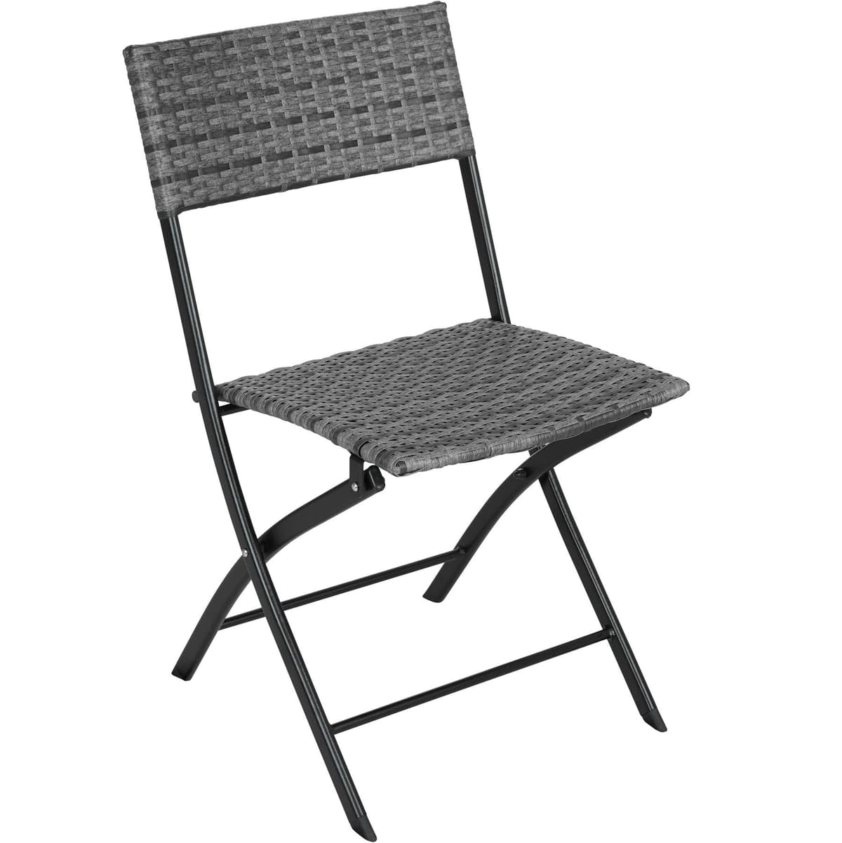 tectake® Conjunto Jardín Exterior de Ratán y Acero para 2 Personas, Muebles Jardín Exterior Resistentes a Intemperie, 2 Sillas y 1 Mesa, con Topes de Plástico, Plegable, Ligero y Compacto - Gris — view 4