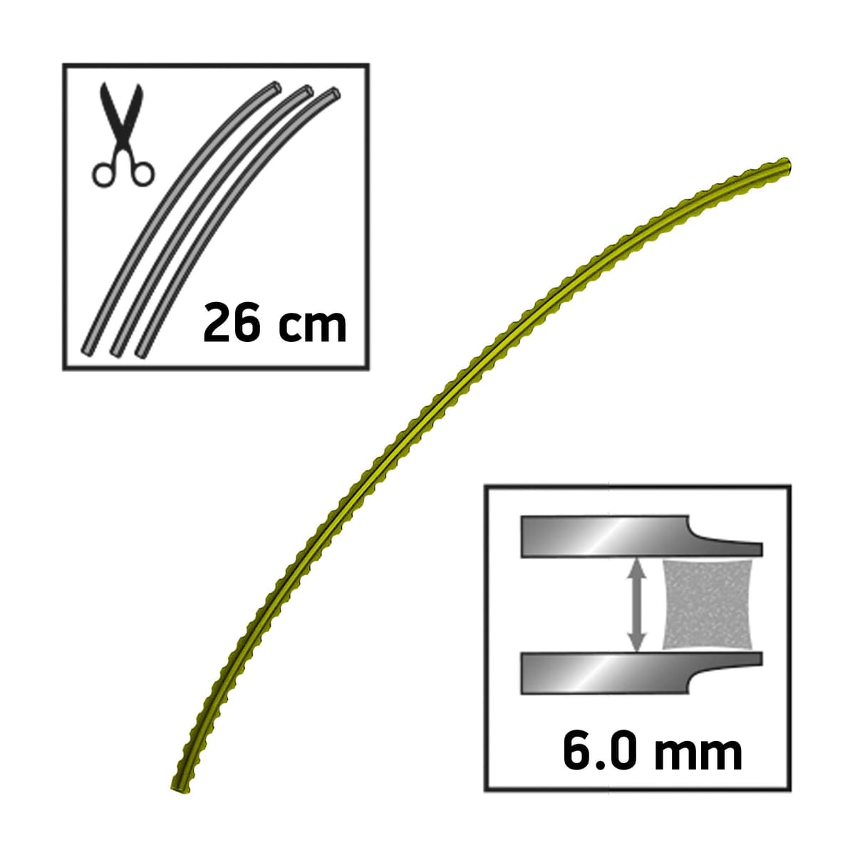 Oregon Hilo Dentado para Desbrozadora 6mm, Hierba, Maleza, Vegetación y más, Hilo de Nylon de Gran Resistencia, Compatible con la Mayoría de Modelos Estándar, 6.0mm x 26cm 205pcs (525243) — view 3