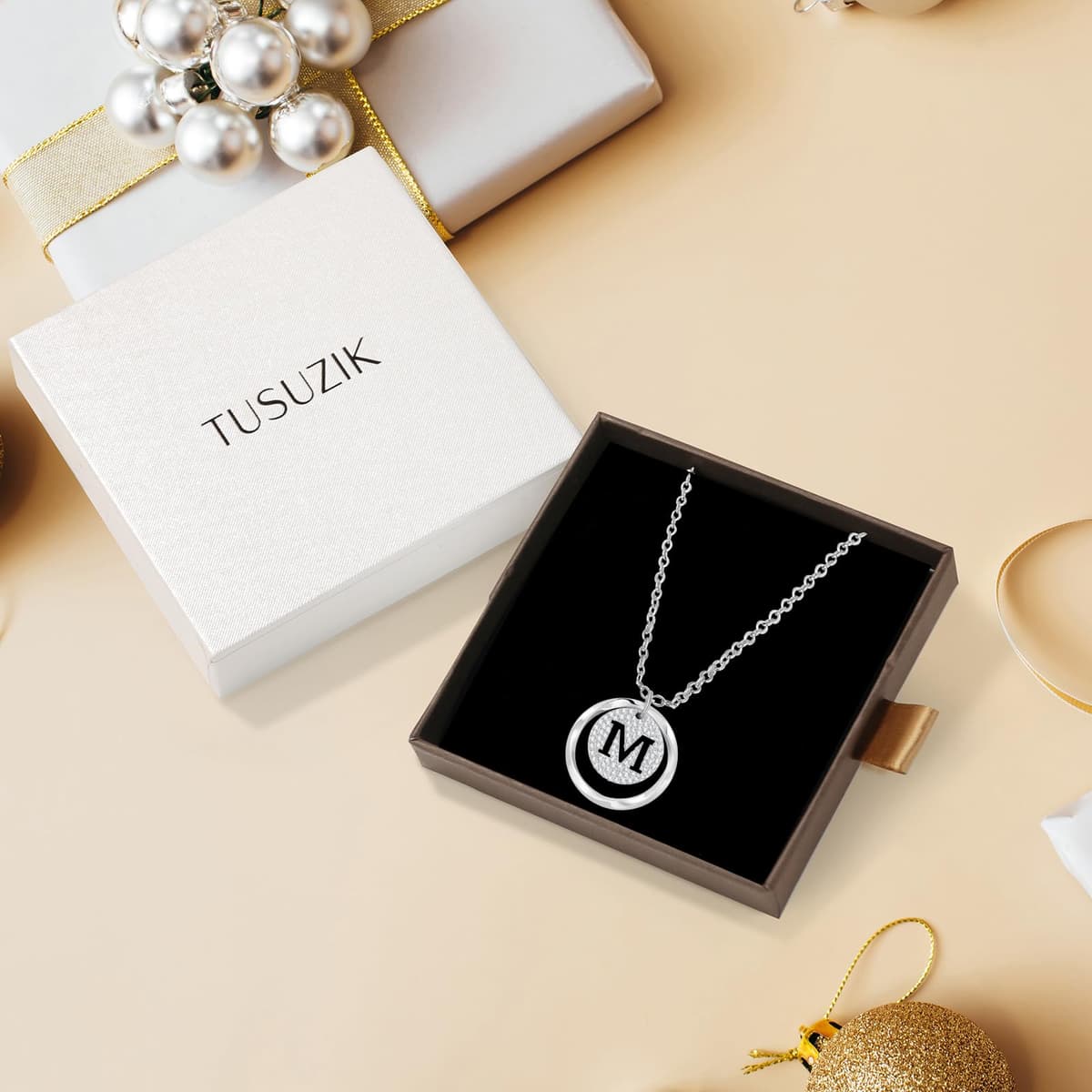 A-Z Initial Necklace for Women in 925 Sterling Silver Personalized Necklace with Silver Letter Necklace with Cubic Zirconia Adjustable Silver Jewelry for Women — view 5