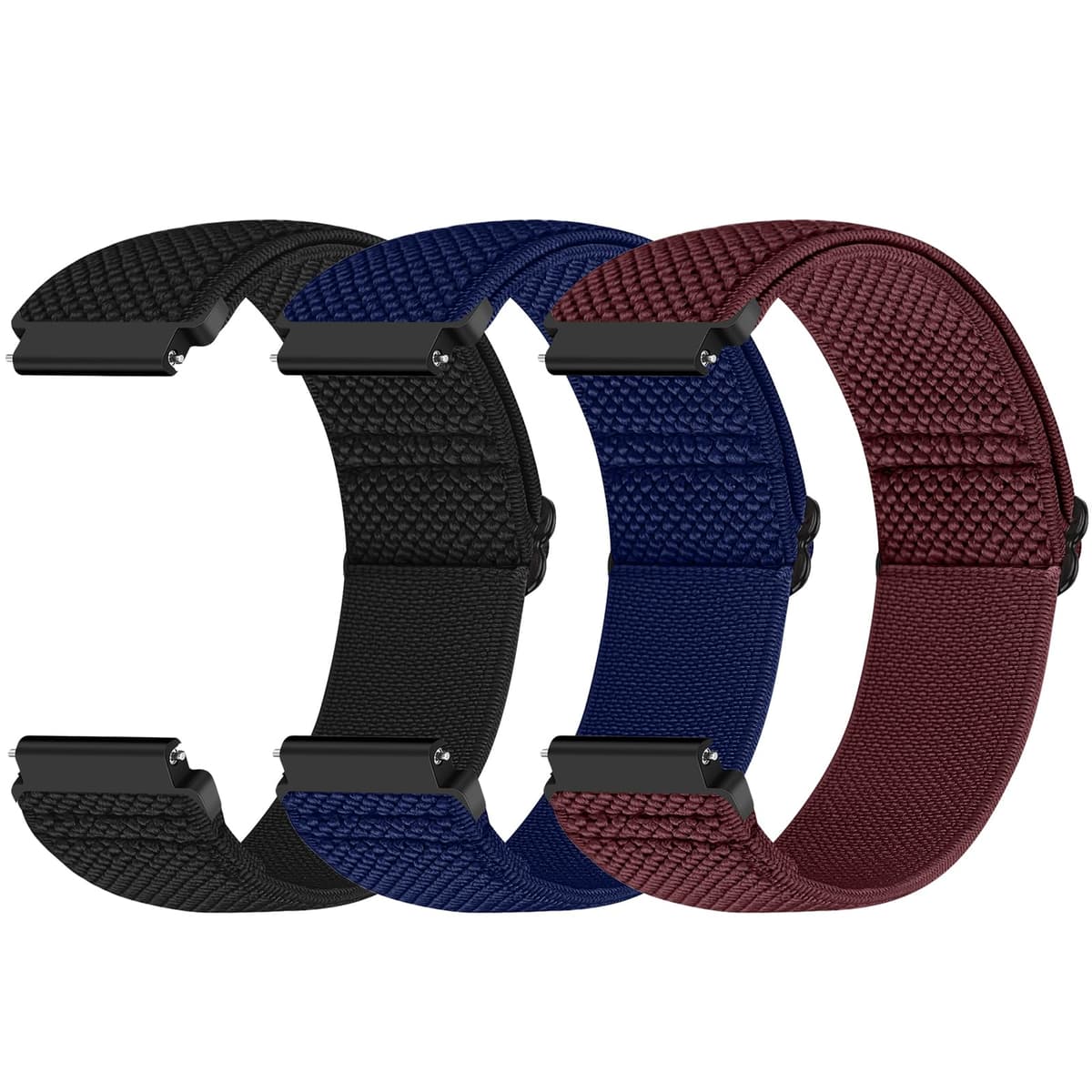Yunshare Quick Release Watch Strap 18mm 19mm 20mm 22mm 24mm, Elastic Nylon Watch Bands Women Men for Samsung/Garmin/Fossil/Amazfit/Huawei/COROS/Xiaomi Replacement Wristband, 3pcs — view 20