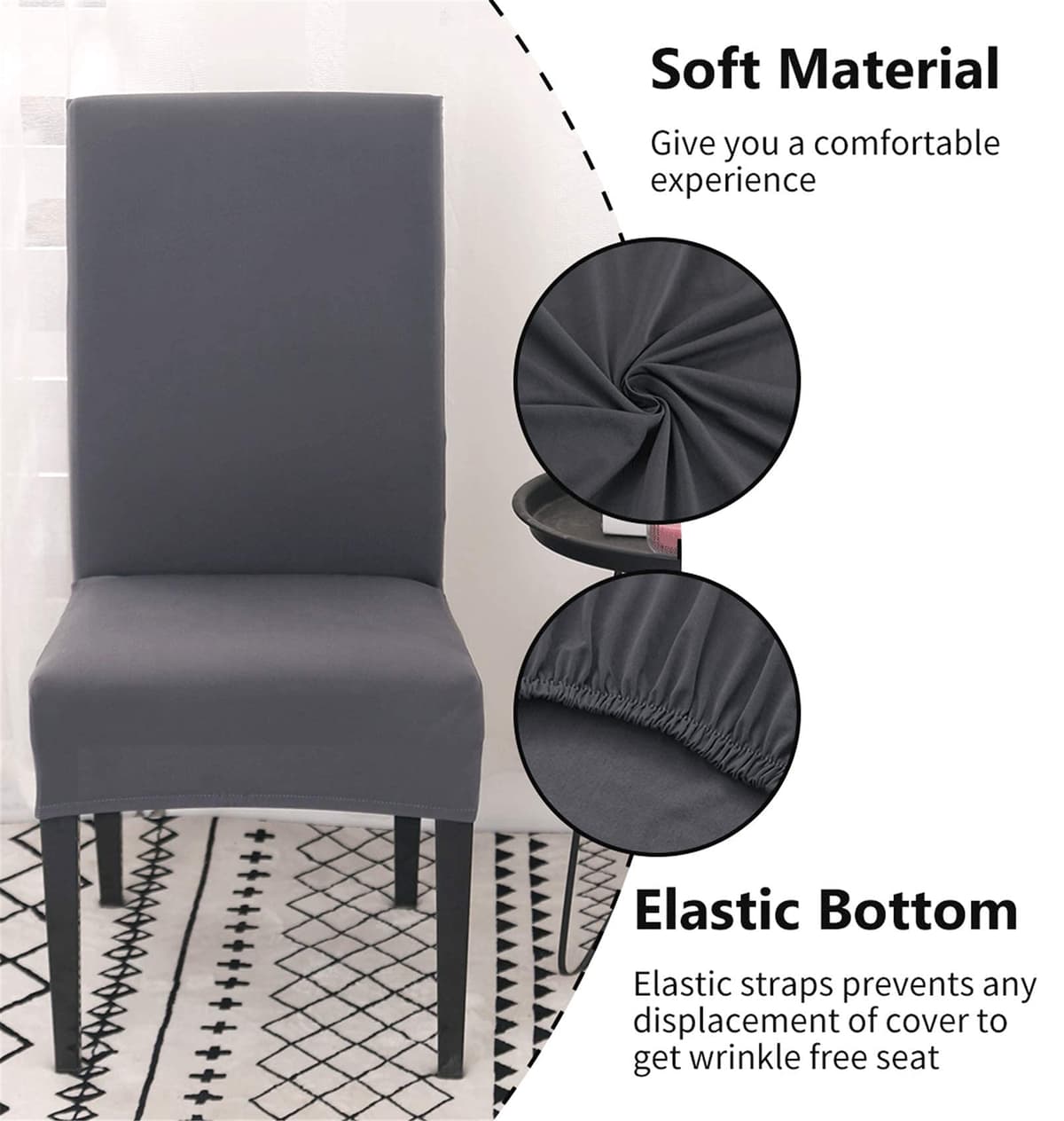 Dining Room Chair Covers Slipcovers Set of 4, Stretch Removable Washable Dining Chair Protector Decoration Cover Seat Slipcover for Hotel, Ceremony, Banquet, Kitchen, Restaurant, Home — view 2
