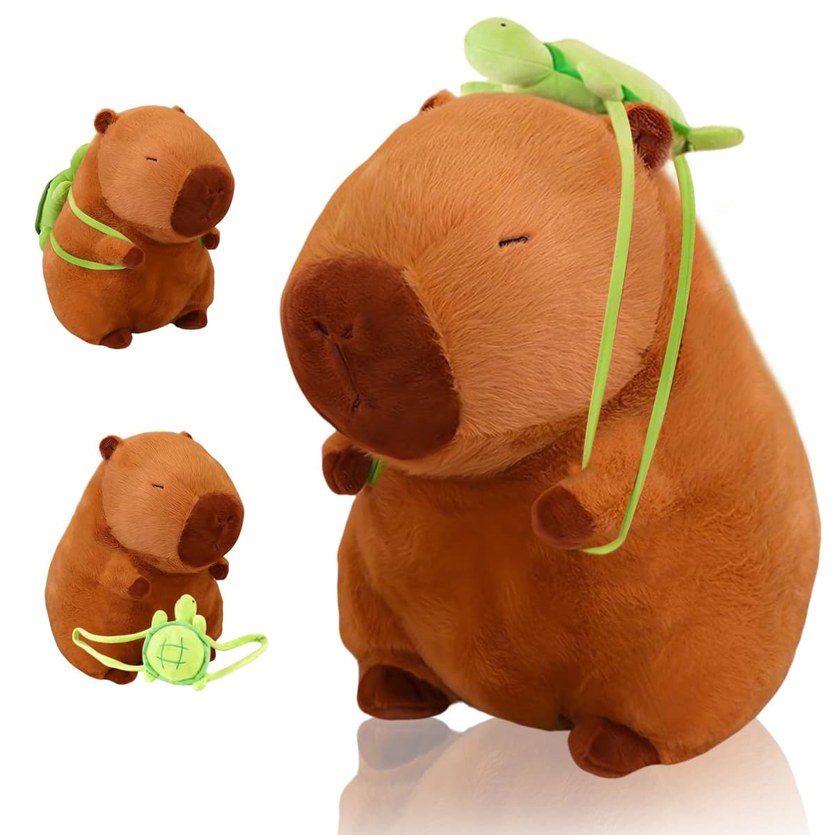 Capybara Plush Toy 23 CM Plush Pillow Capybara Teddy with Turtle Backpack Cartoon Stuffed Animal Birthday capybara Gifts for Girls Boys Cute Doll Teddy Plush Toys for Kids Adults Animal Lovers