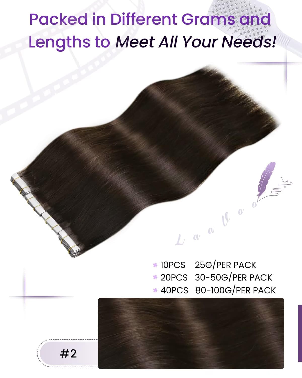 LaaVoo Tape in Hair Extensions Human Hair Blonde Tape Hair Extensions Real Human Hair Invisible Tapes Remy Straight Balayage Brown to Blonde Hair Double Sided Tabs 20pcs 50g 16 Inch #8/18/60 — view 19