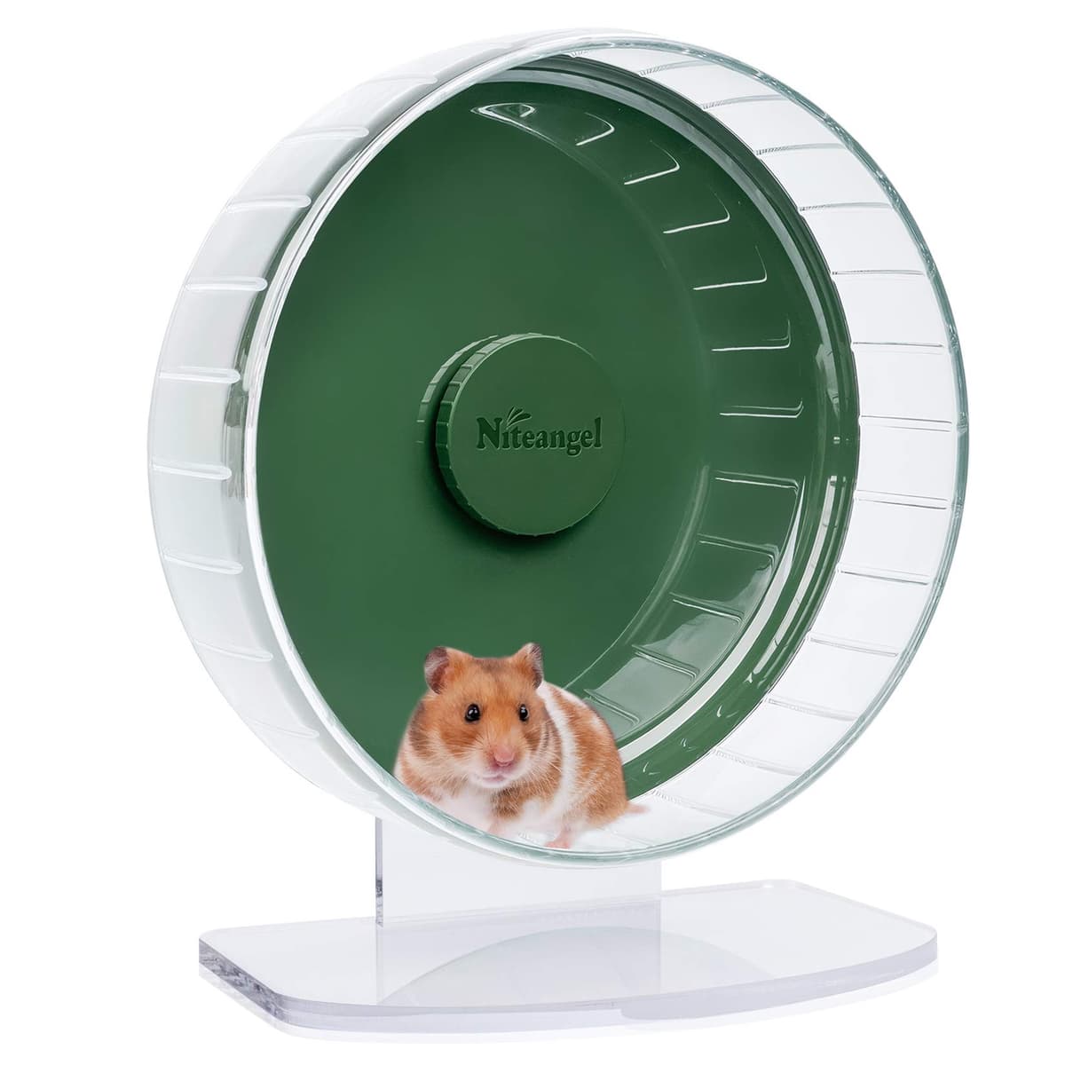 Niteangel Super Silent Hamster Exercise Wheels - Quiet Spinner Hamster Running Wheels with Adjustable Stand for Hedgehog Gerbils Mice Or Other Small Animals (Large, Transparent) — view 23
