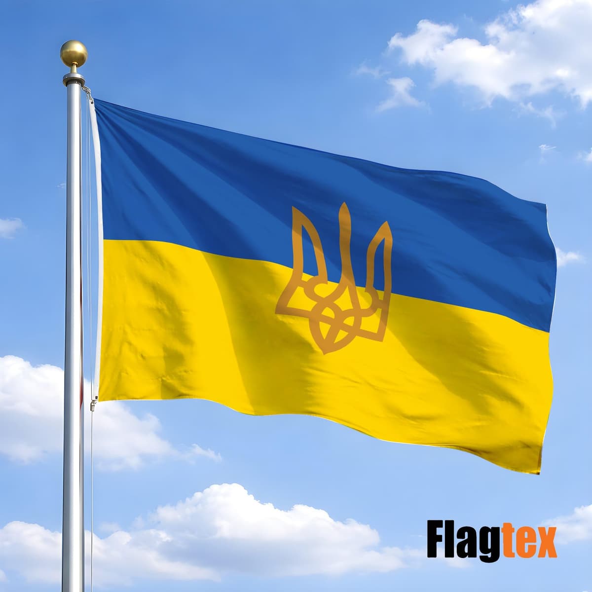 Ukraine Flag with Trident Crest 5ft x 3ft (150cm x 90cm) - Ukrainian State Flag with Coat of Arms, Weather Resistant National Crest Flag, Tryzub Banner — view 2