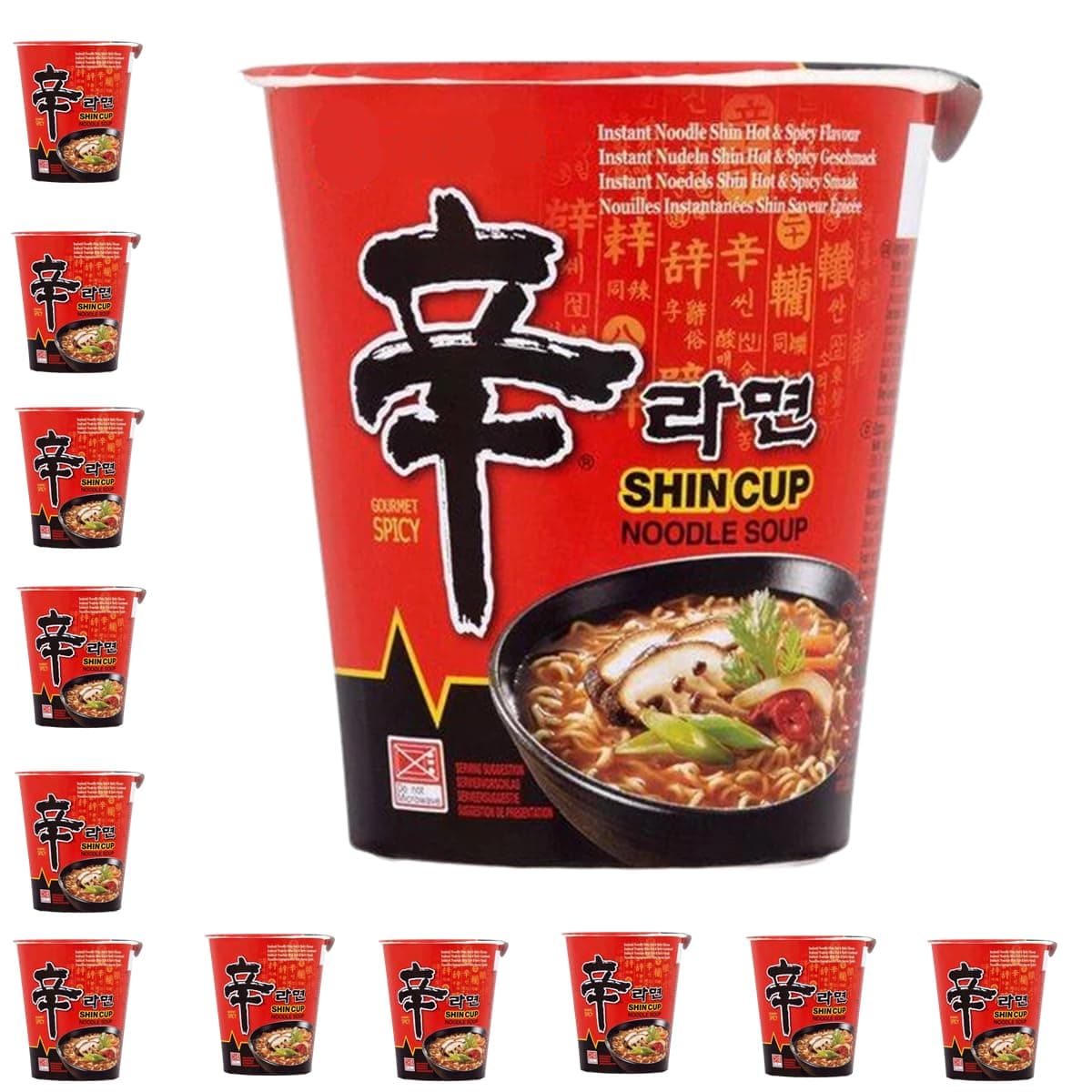 YIJIA | Pack 12 X 68g Ramen Coreano Cup Noodles | Shin Ramyun | Nong shim