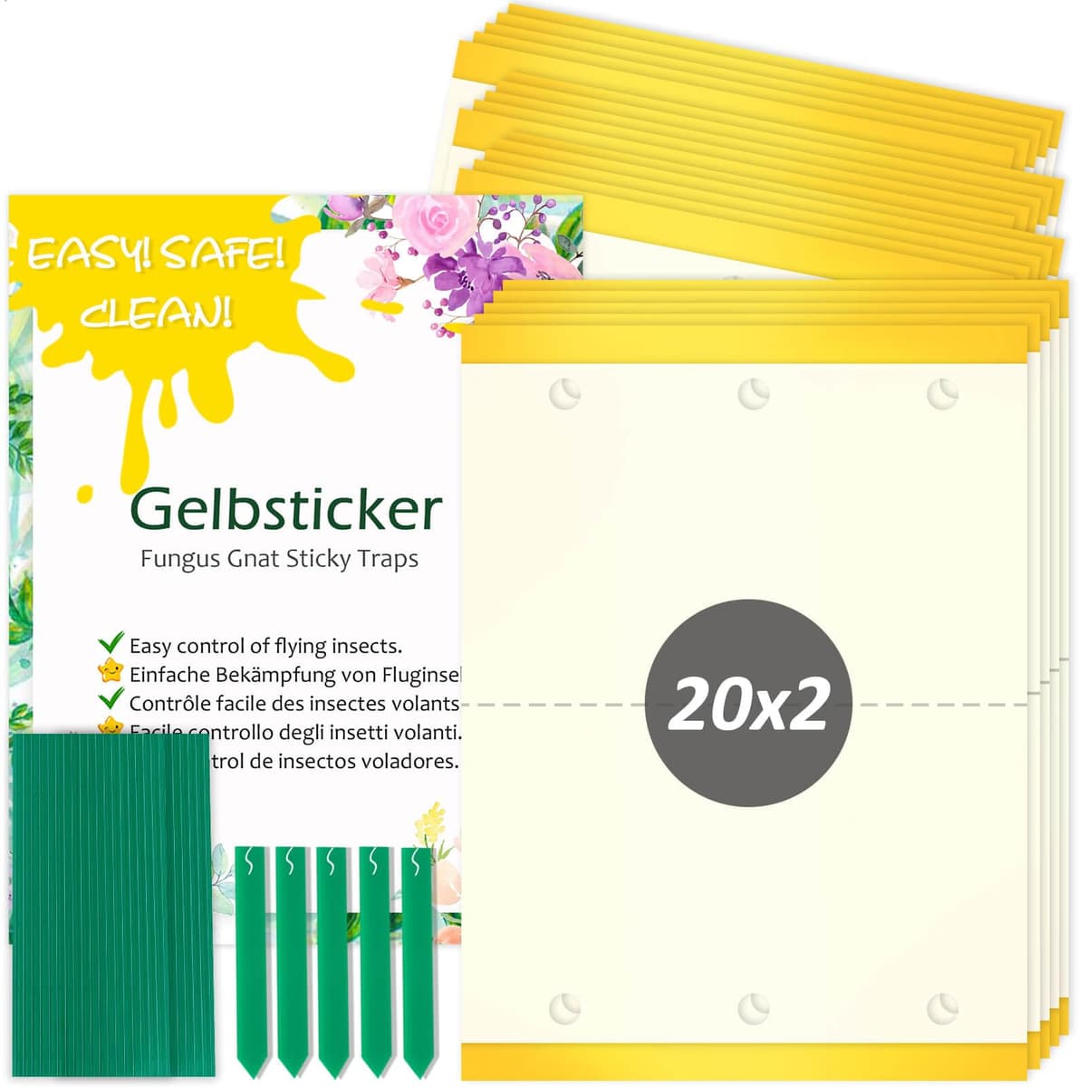 Blooven 30 PCS Fruit Fly Traps, Double-sided Fungus Gnat Sticky Catcher For Multiple Insects, Plant Fly Control Indoor (30 PCS Yellow) — view 9
