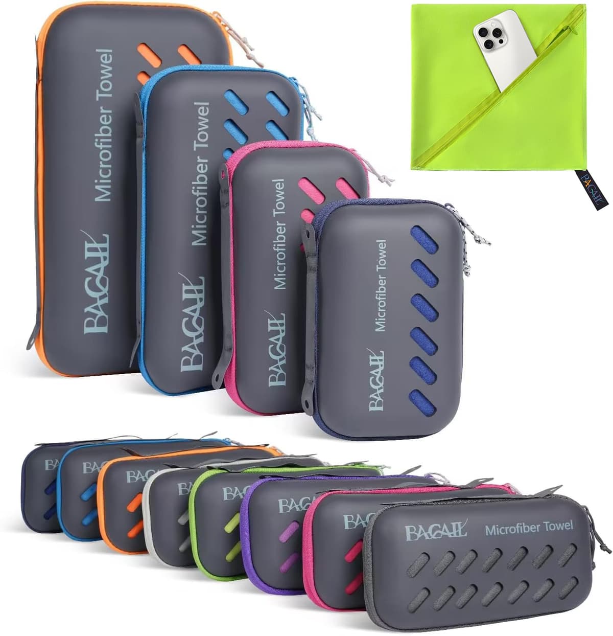 BAGAIL Toallas de Viaje de Microfibra, Toallas de Campamento, Toallas de baño y Toallas de Playa, Secado rápido - Súper absorción de Agua - Súper Compacto, Muy Adecuado para el Deporte y el Fitness — view 24