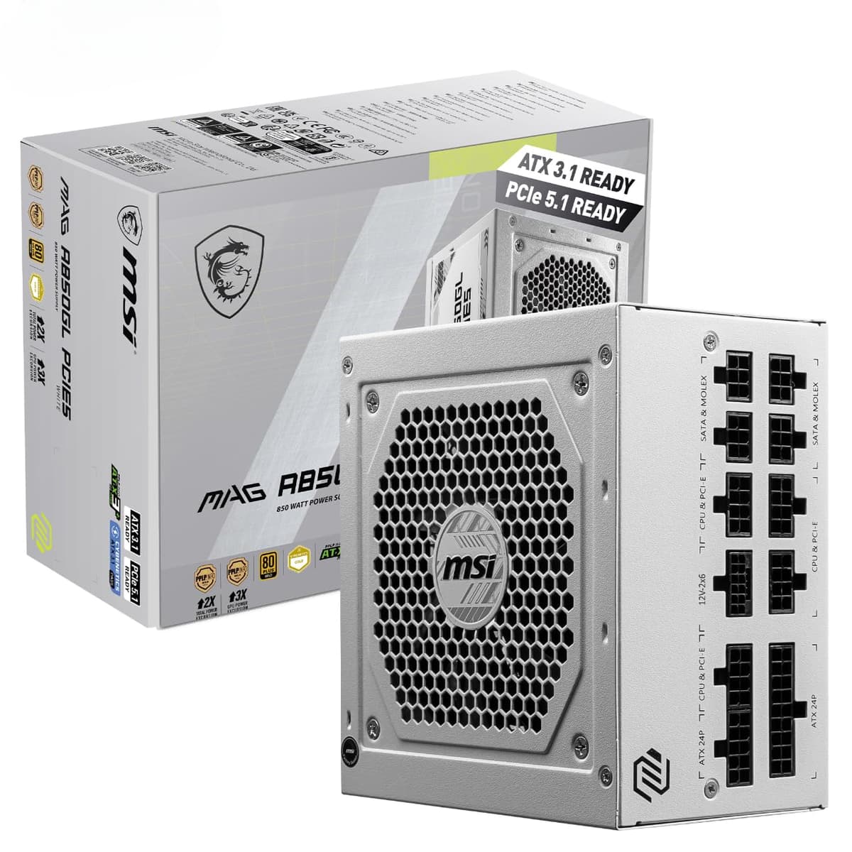 MSI MAG A750GL PCIE5 Power Supply Unit, 750W, 80 Plus Gold, Fully Modular, ATX 3.0, PCIe 5.0 GPU Support, 120mm FDB Fan, Full-Bridge LLC, Flat Black Cables - 7 Year Warranty — view 25