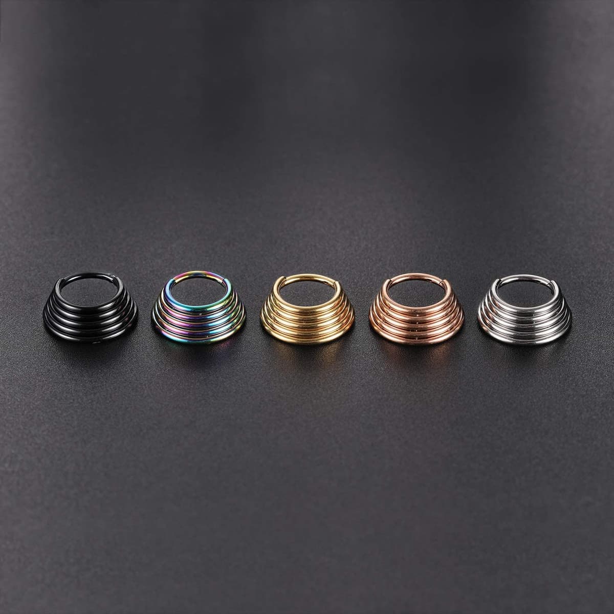 hengkaixuan 16G Septum Nose Rings Hoop Daith Earrings Surgical Steel Septum Clicker Ring Hirned Segment Seamless Clicker Ring Conch Hoop Ring Unisex Earrings Hoop Daith Piercing Jewellery — view 3