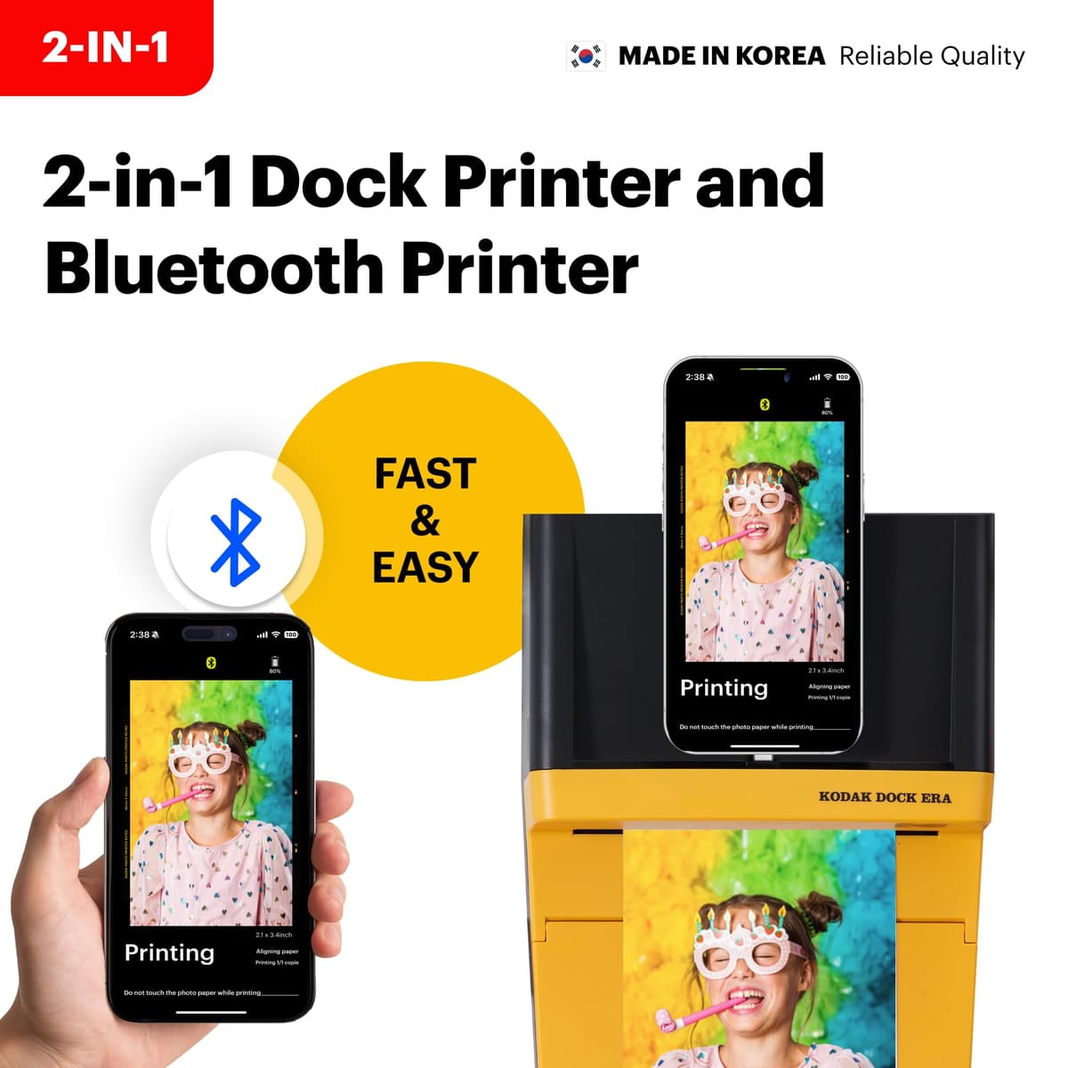 KODAK Dock Era 4x6'' Desktop Photo Printer, 50 Sheets, Docking & Bluetooth Smartphone Printer for iOS & Android, Instant Color Prints, 4PASS Dye Sublimation — view 3