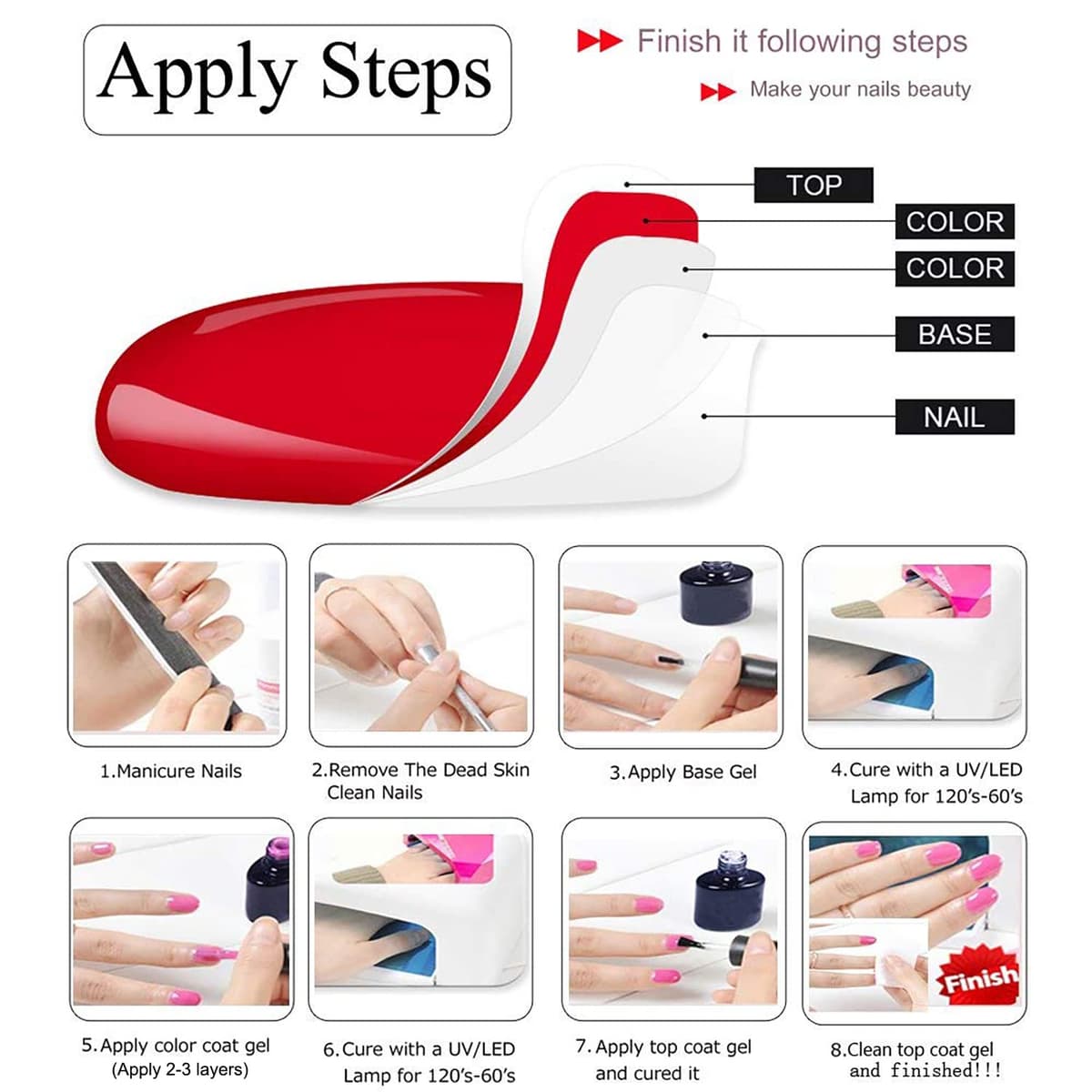 Vishine 15ml Semipermanente Esmalte de uñas en gel Soak-off UV LED Manicure Barniz Geles DIY Salon Neon Pink # 2039 — view 9