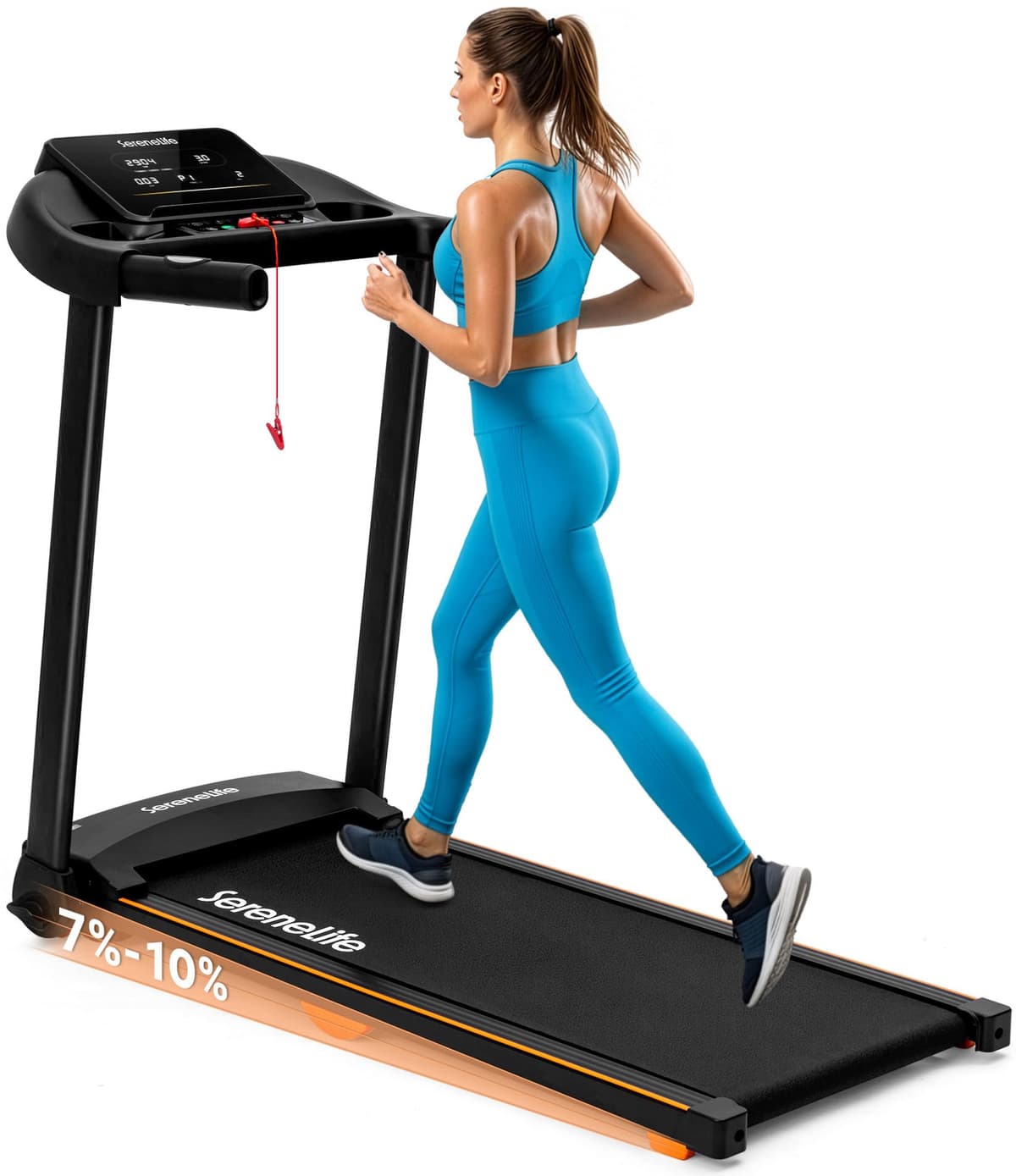 SereneLife Treadmills for Home with 13% Manual Incline Treadmill, 3.5HP - Compact Digital Portable Foldable Treadmill with Speakers, Bluetooth, App Sync, Heart Rate Monitor, for Walking, Running, Gym — view 9