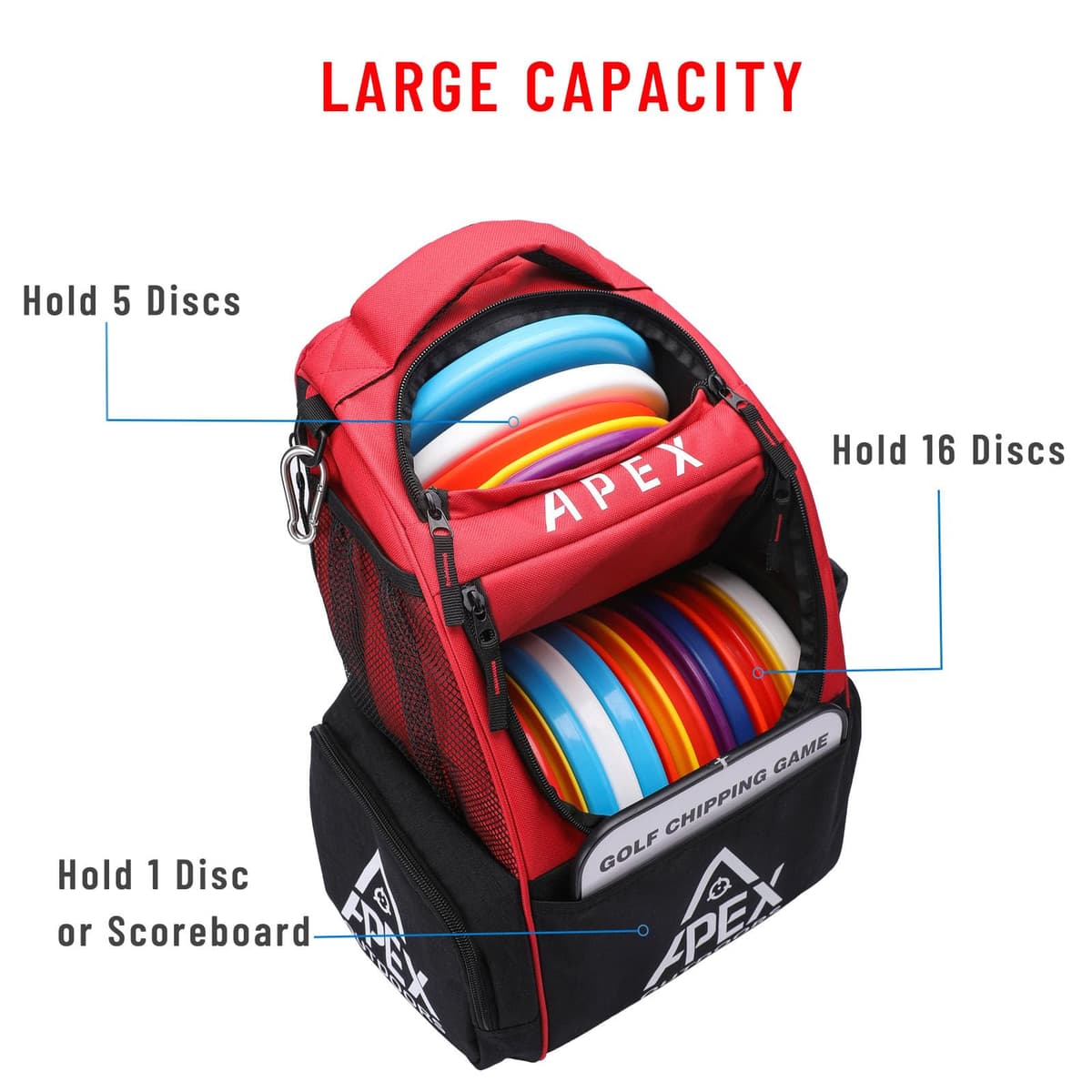 Apex Outdoors Bolsa de Golf de Disco, Mochila de Golf de Disco con más de 21 Discos, Bolsas de Golf duraderas y Ligeras con múltiples Bolsillos de Almacenamiento — view 2