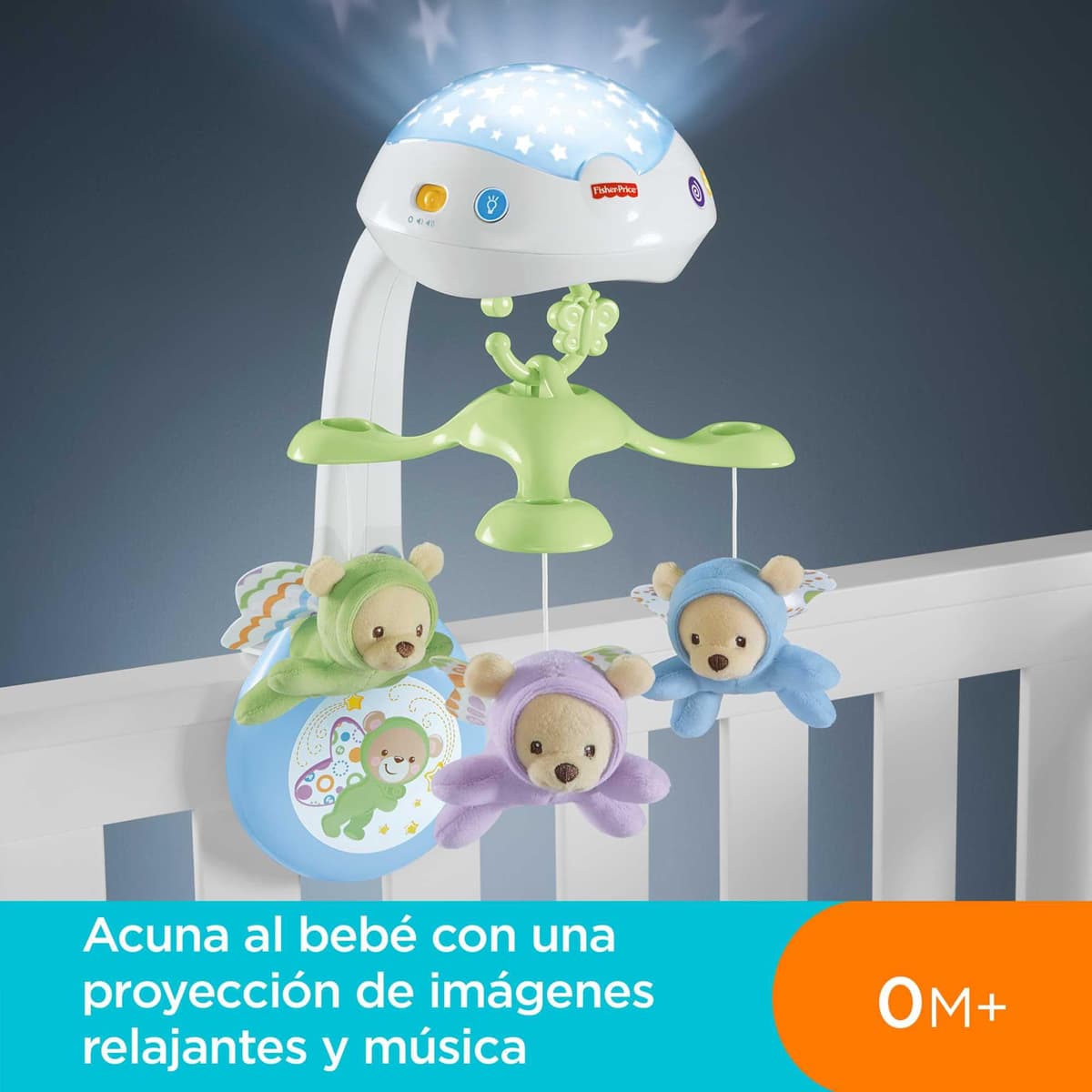 Fisher-Price Móvil Ositos Voladores - Producto para Bebés - 3 Opciones de Sonido - Con 3 Ositos - Control Remoto - Regalo para Bebés de 0+ Meses - CDN41 — view 2