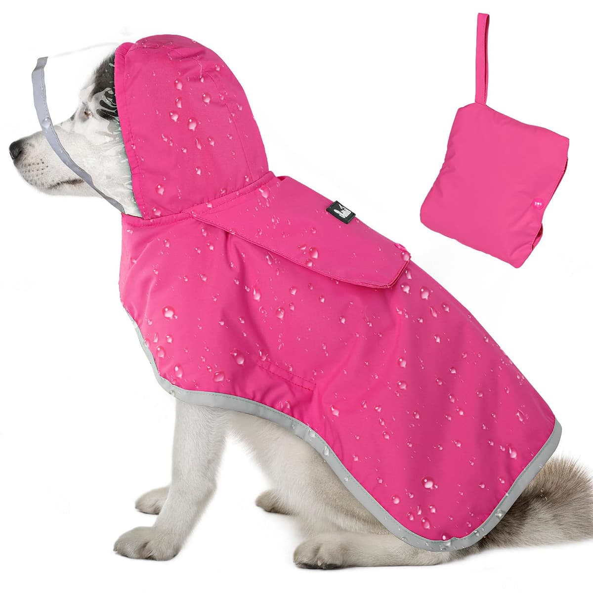 Lukovee Dog Raincoat, Adjustable Dog Rain Jacket with Clear Hooded Double Layer for Large Medium Small Dogs Puppies, Waterproof Rain Coat Poncho with Reflective Storage Pocket & Rim (Yellow,M) — view 17