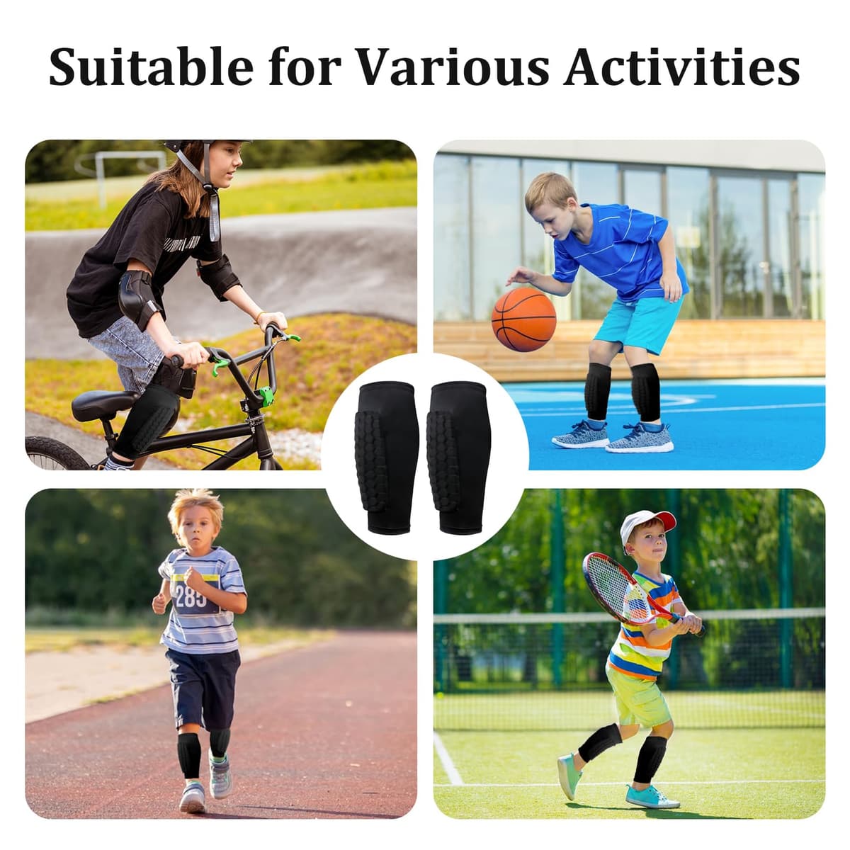 Espinilleras para niños con almohadillas de panal para fútbol, baloncesto, esquí, antigolpes, para niños y niñas — view 5