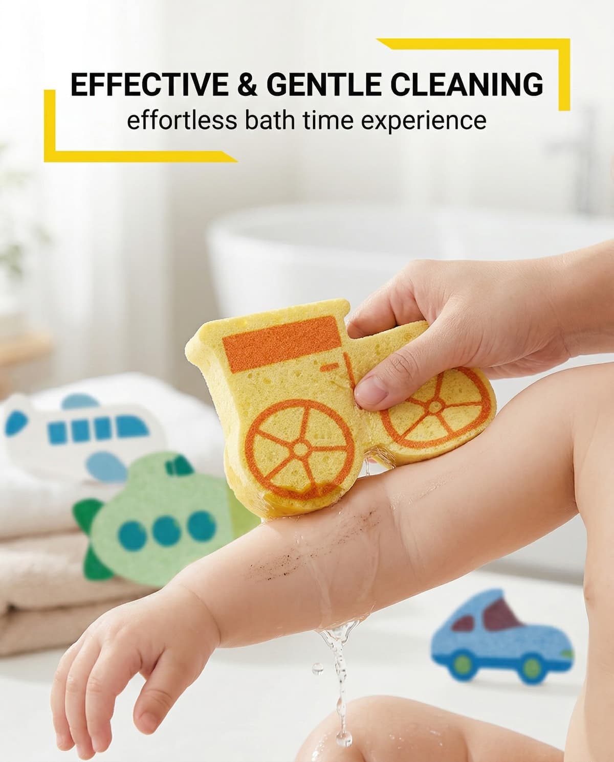 Esponjas Baño y Ducha Bebé, 4 Piezas, Extra Suaves y Naturales | Hipoalergénicas para Piel Sensible de Recién Nacidos y Niños — view 4