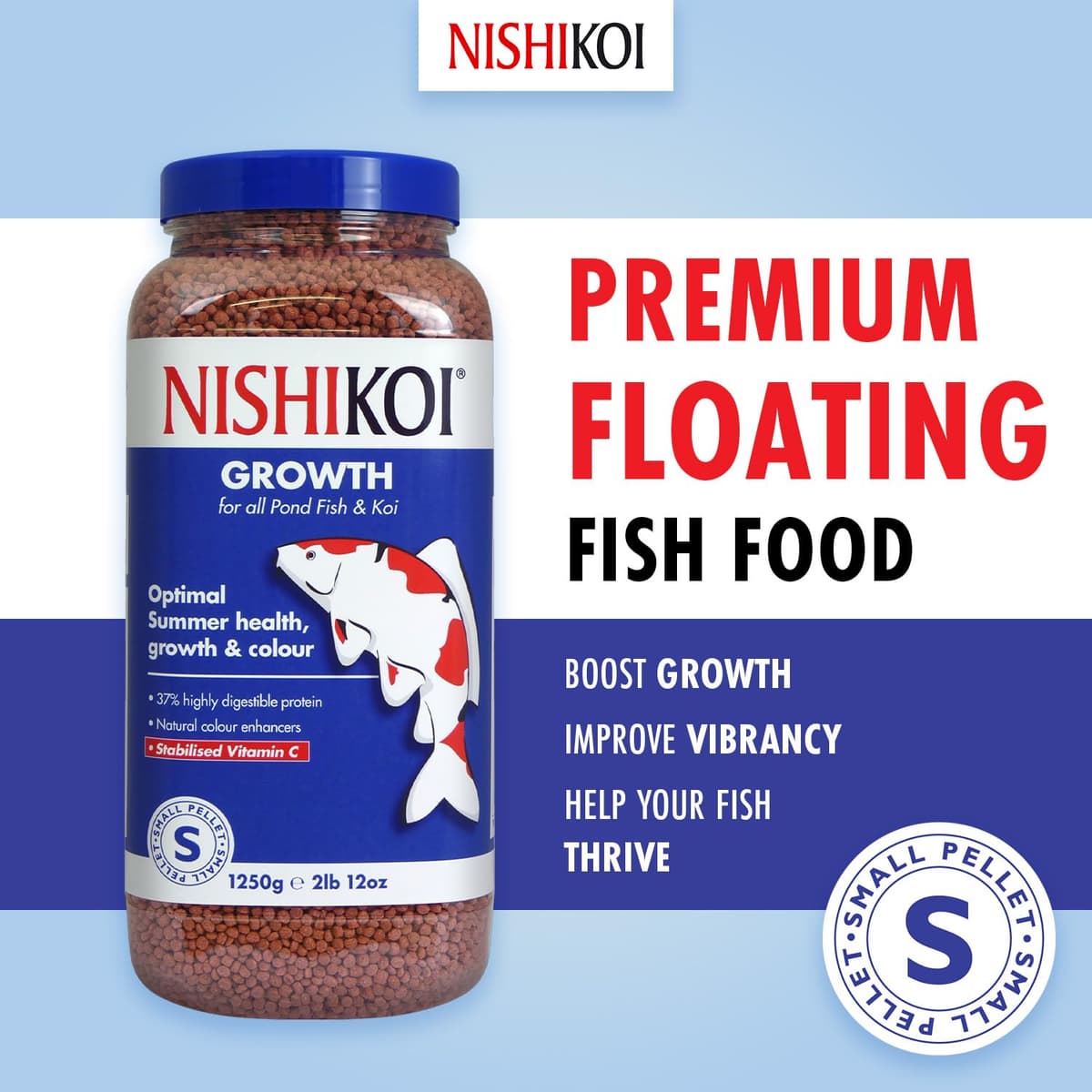 Nishikoi Growth Complete Food for Koi and Pond Fish - Small Pellets - 1250g — view 3