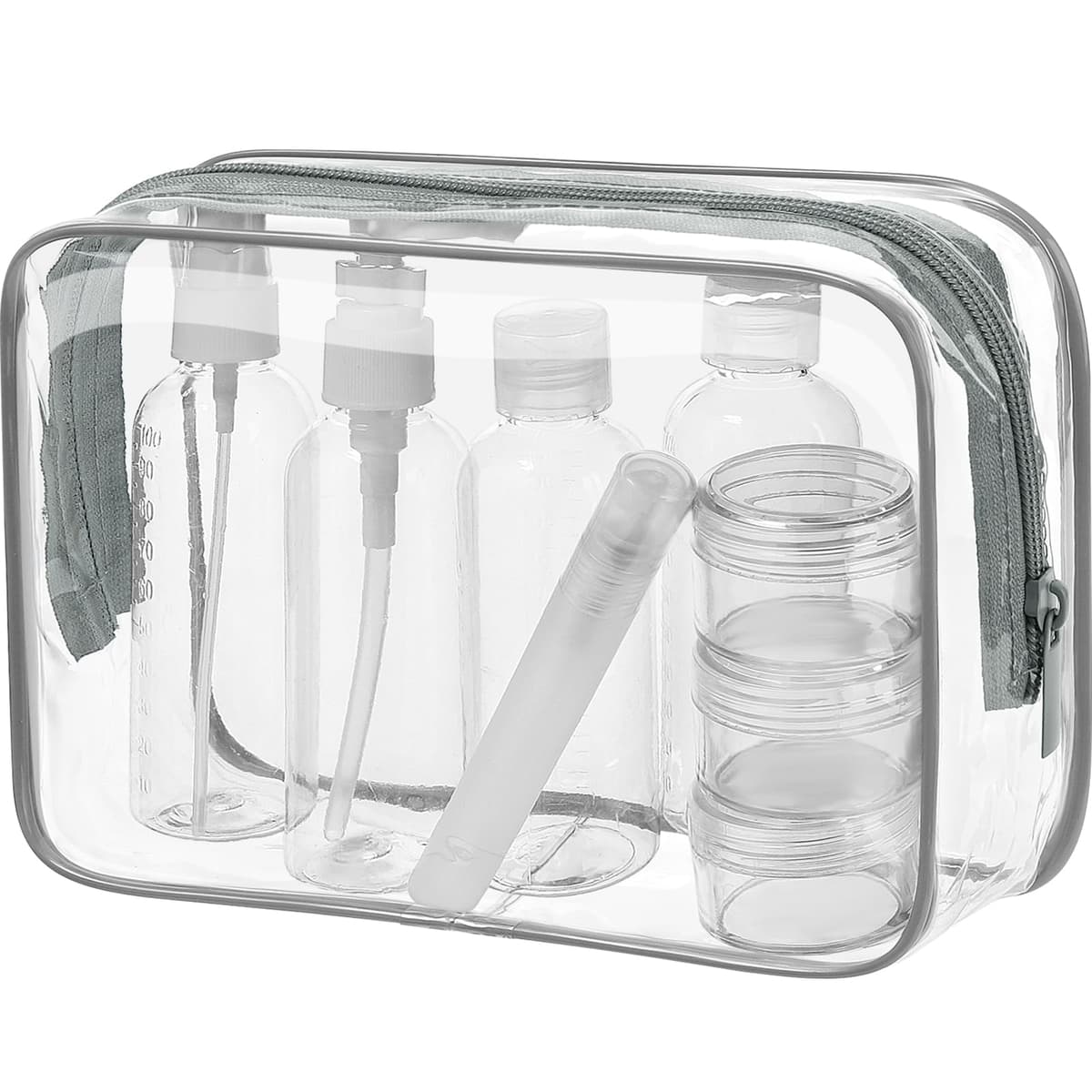 MOCOCITO Neceser Transparente con 8 Botellas de Viaje (MAX.100ml) y 1 Bolsa de Vuelo para Líquidos (20x20 CM,1L), Bolsa de Cosméticos Impermeable para Hombre y Mujer — view 10